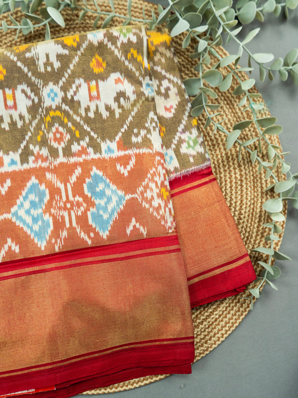 Brown Pochampally Ikat Silk Saree