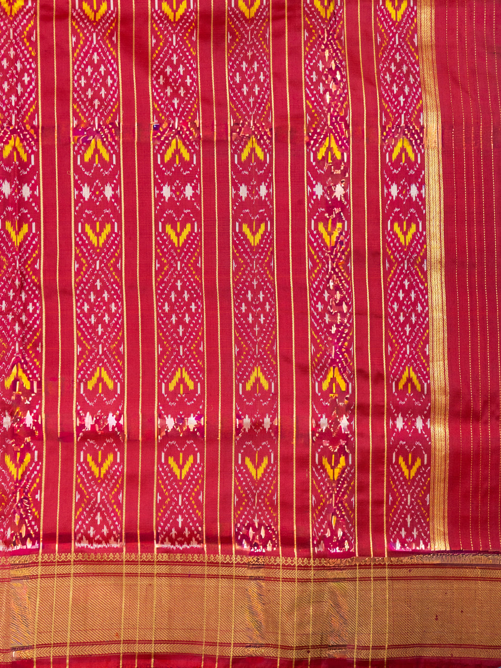 Deep Red Pochampally Ikat Silk Saree