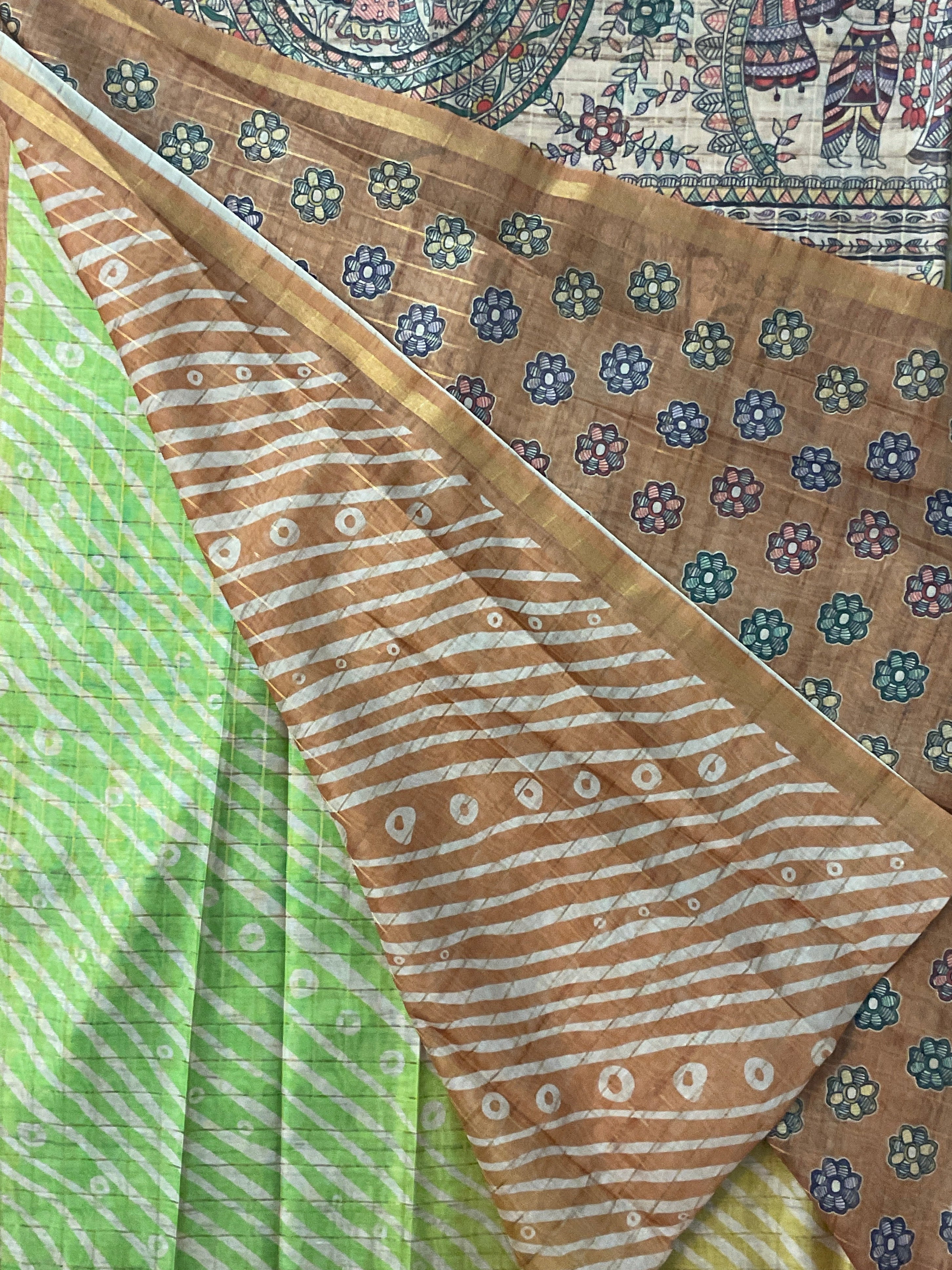 Kalamkari Hand Block Printed Handloom Silk Saree in Yellow with Designer Pallu & Blouse