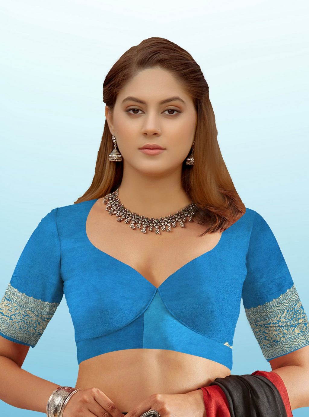 Blue Green Rajwada Peacock Saree