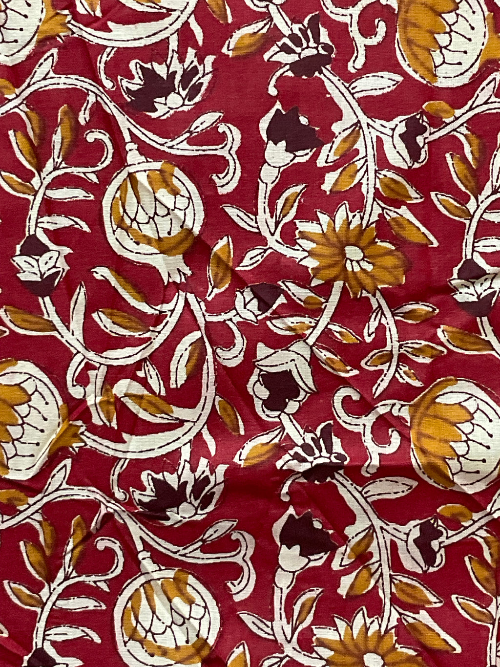 Kalamkari Handwork Cotton Linen Saree in Maroon with Attached Kalamkari Border, Running Pallu & Designer Blouse