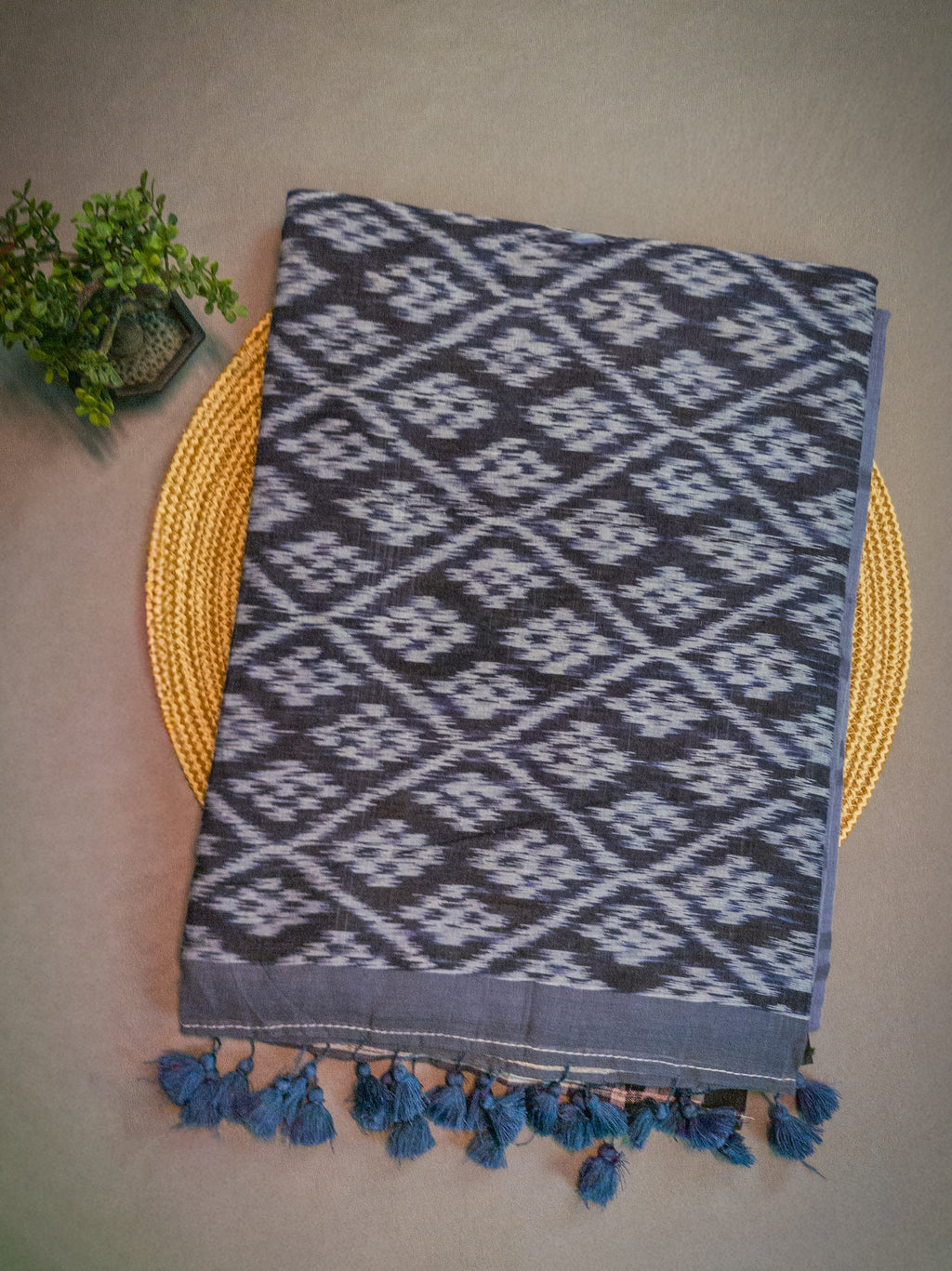 Blue Pochampally Cotton Saree