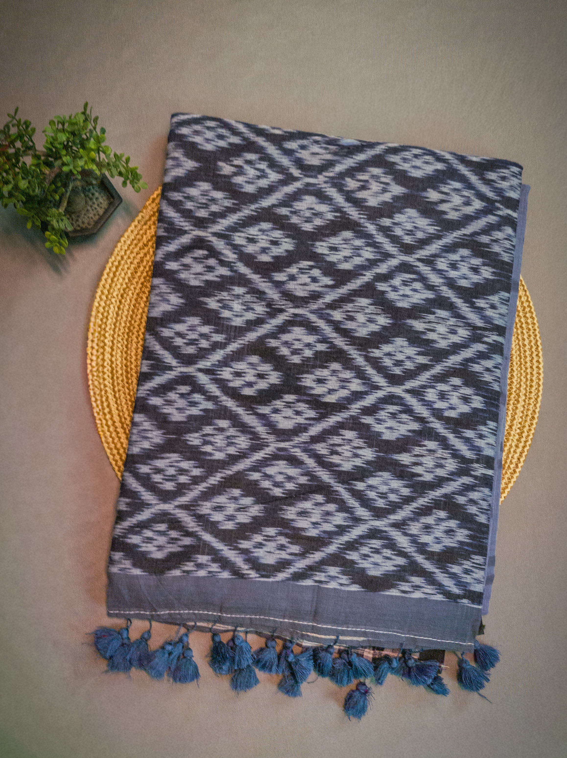 Blue Pochampally Cotton Saree