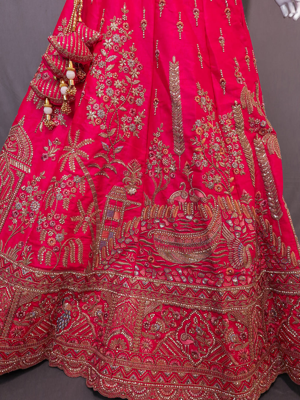 Rani Pink Handloom Silk Bridal Lehenga with Heavy Zardosi & Dabka Work