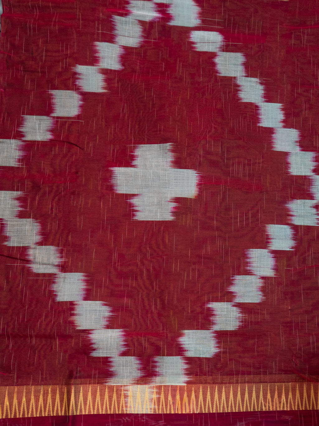 Mustard Pochampally Ikat Cotton Saree with Magenta Pallu