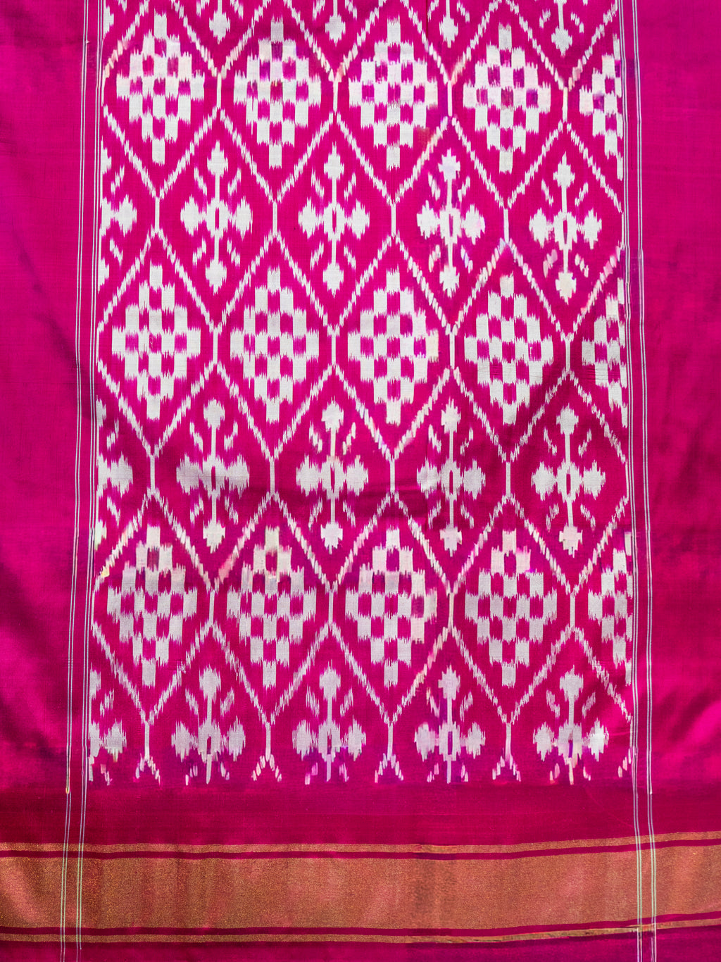 Pure Pochampally Silk Saree in Brown with Ikat Weaving & Contrast Pink Pallu
