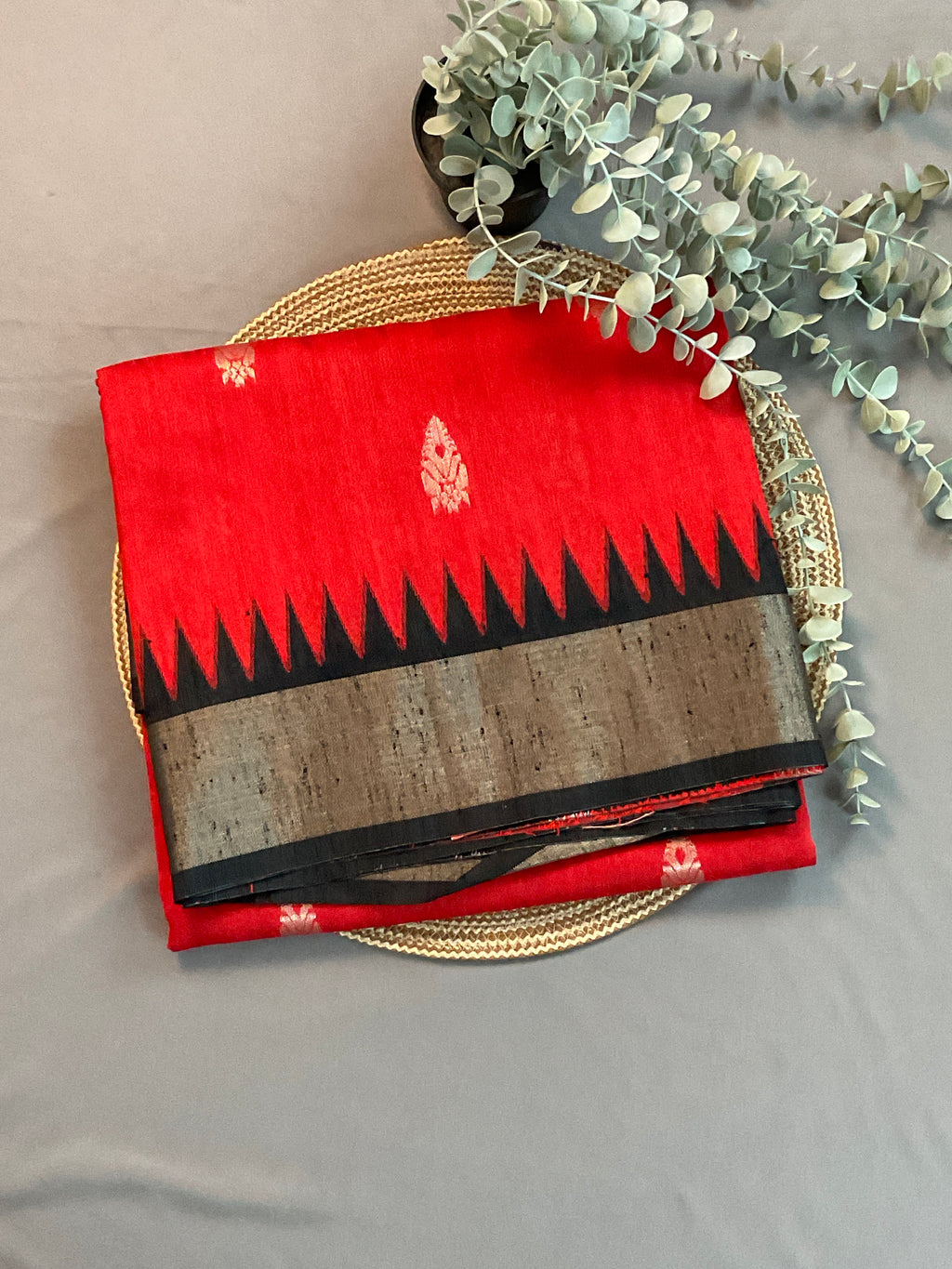 Red Nizami Raw Silk Saree