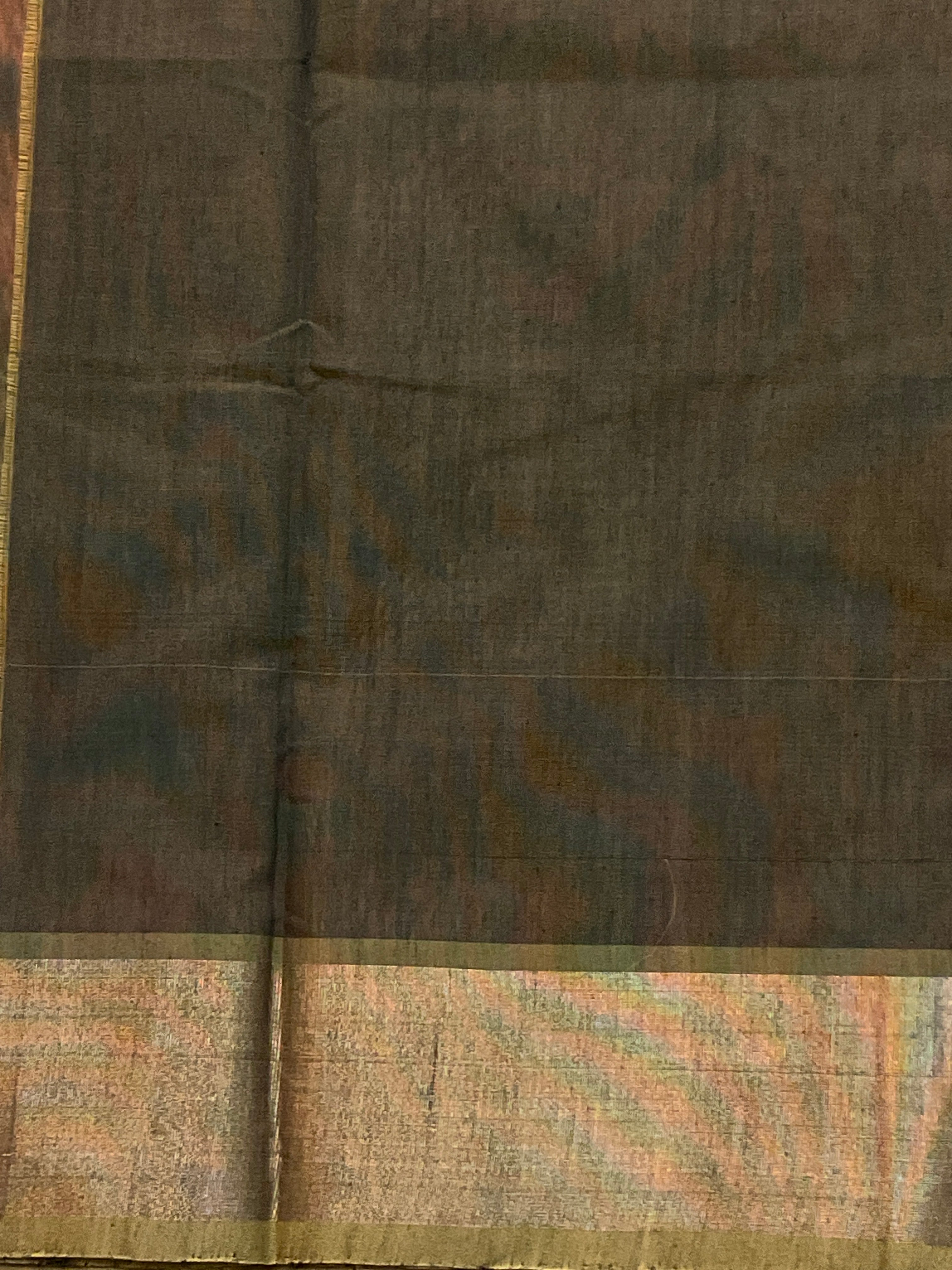 Orange & Green Pochampally Sico Silk Saree