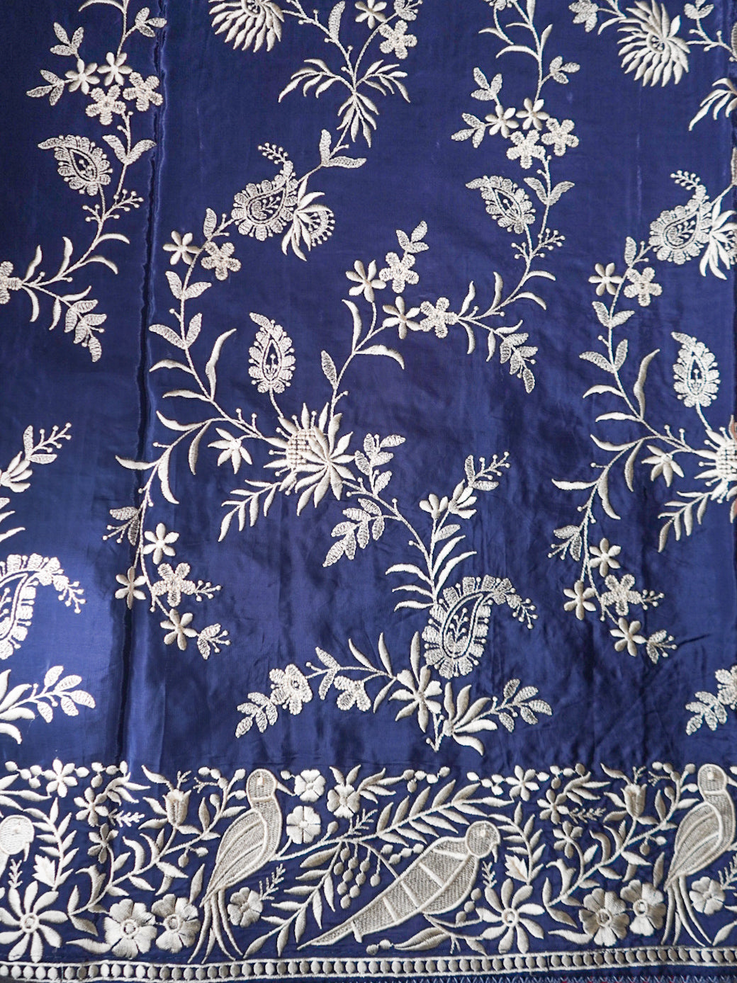 Royal Blue Handloom Pure Silk Saree – Heavy White Thread Work Designer Saree