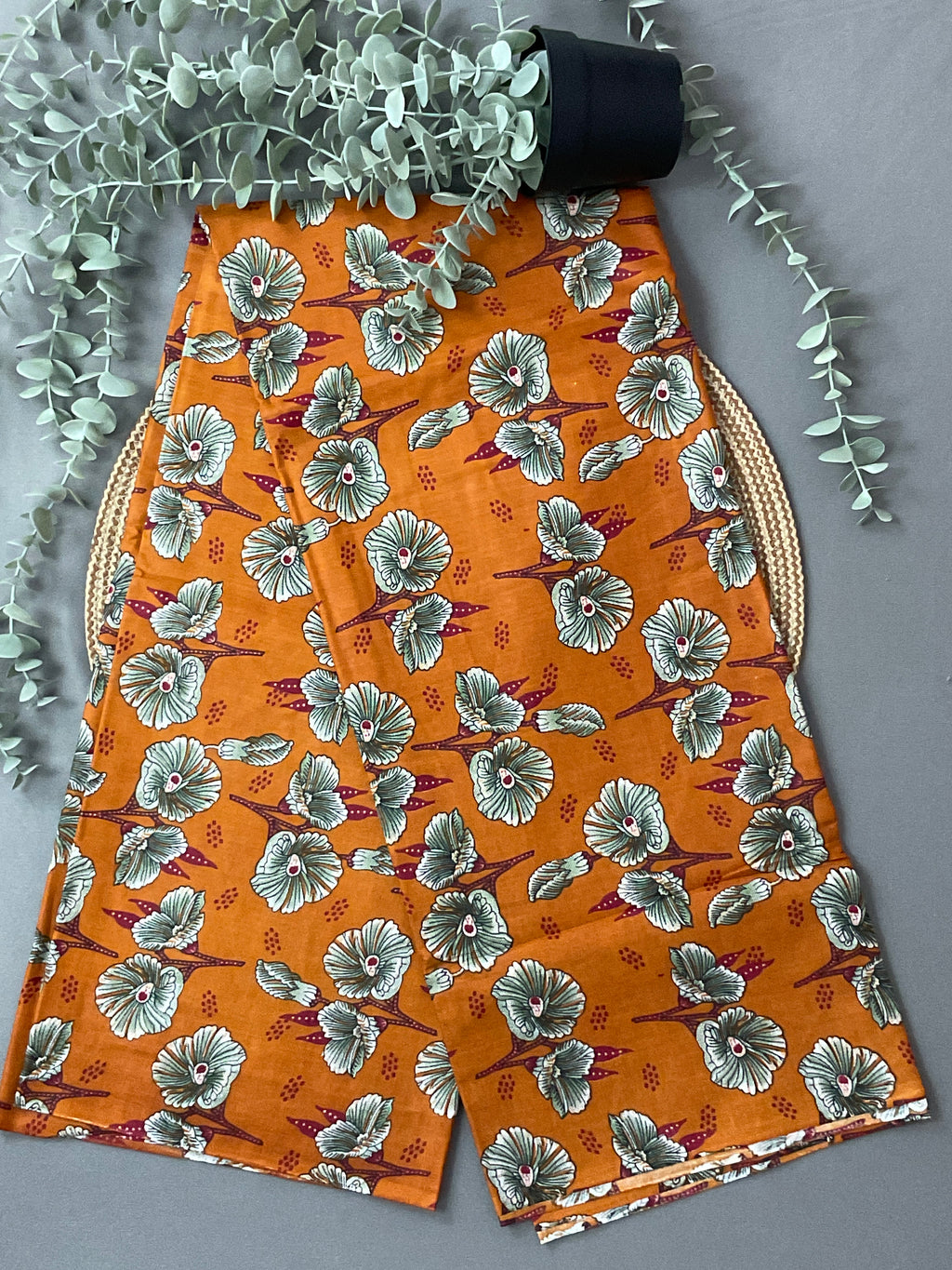 Mustard Yellow Block Print Cotton Dress Material