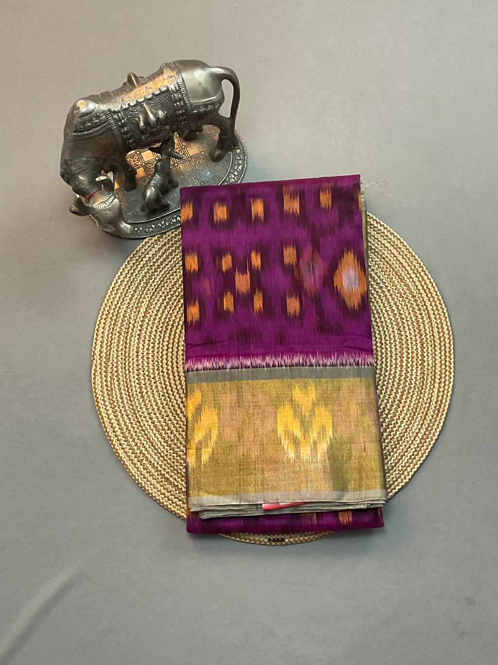 Purple & Mustard Pochampally Sico Silk Saree