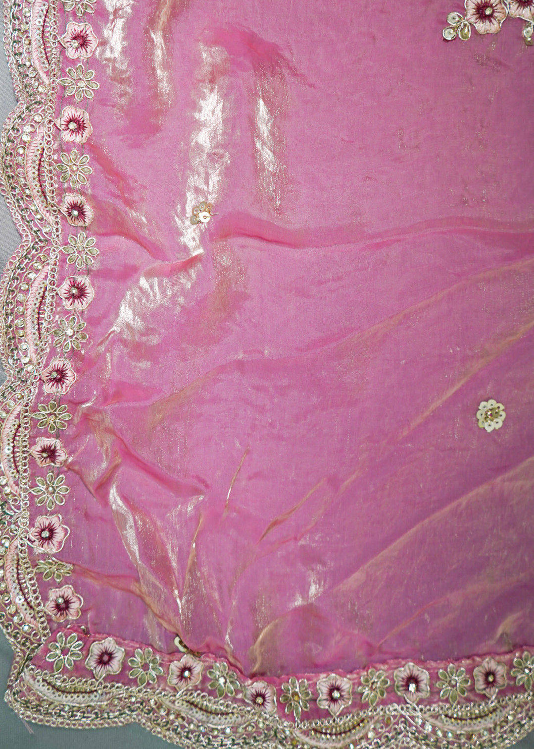 Ivory Handloom Silk Bridal Lehenga with Peacock Floral Embroidery & Rose Pink Organza Dupatta
