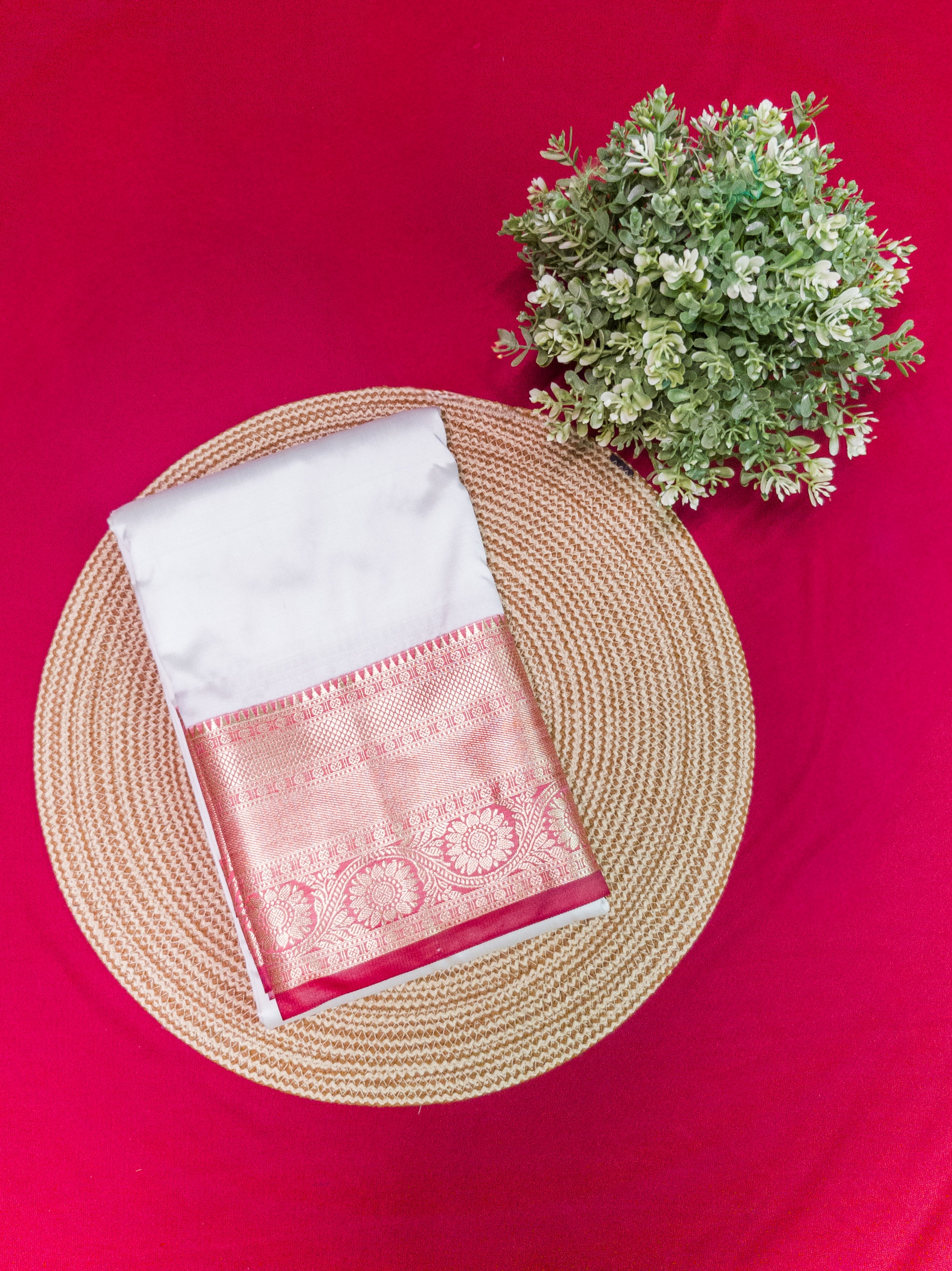 White Kanchivaram Pattu Silk Saree