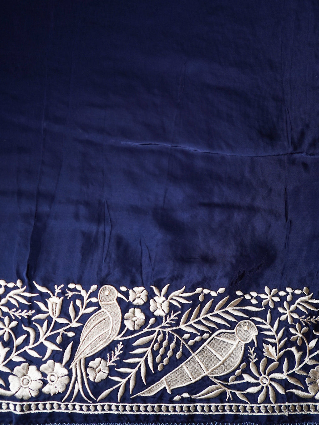 Royal Blue Handloom Pure Silk Saree – Heavy White Thread Work Designer Saree