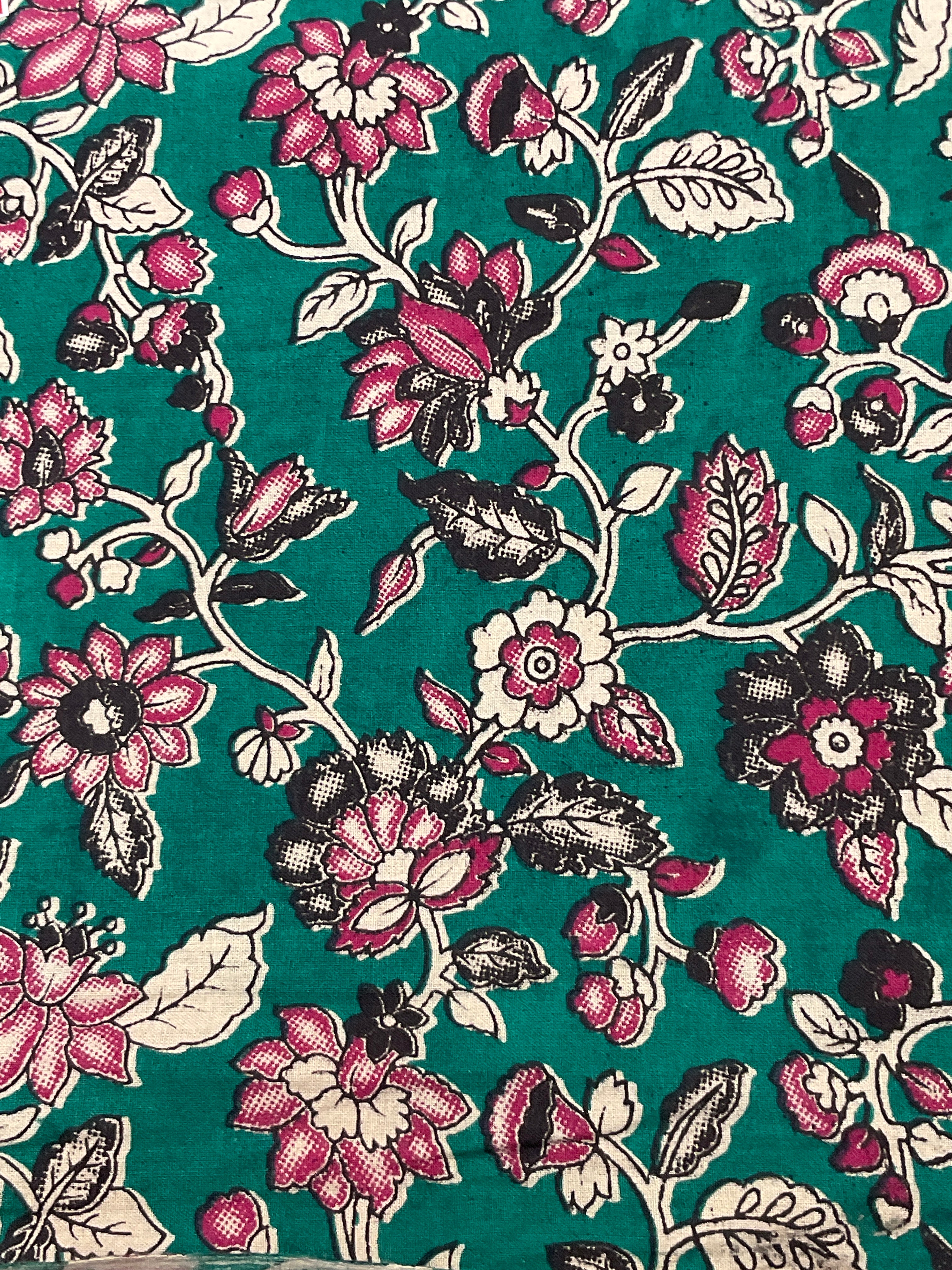 Kalamkari Floral Printed Cotton Fabric