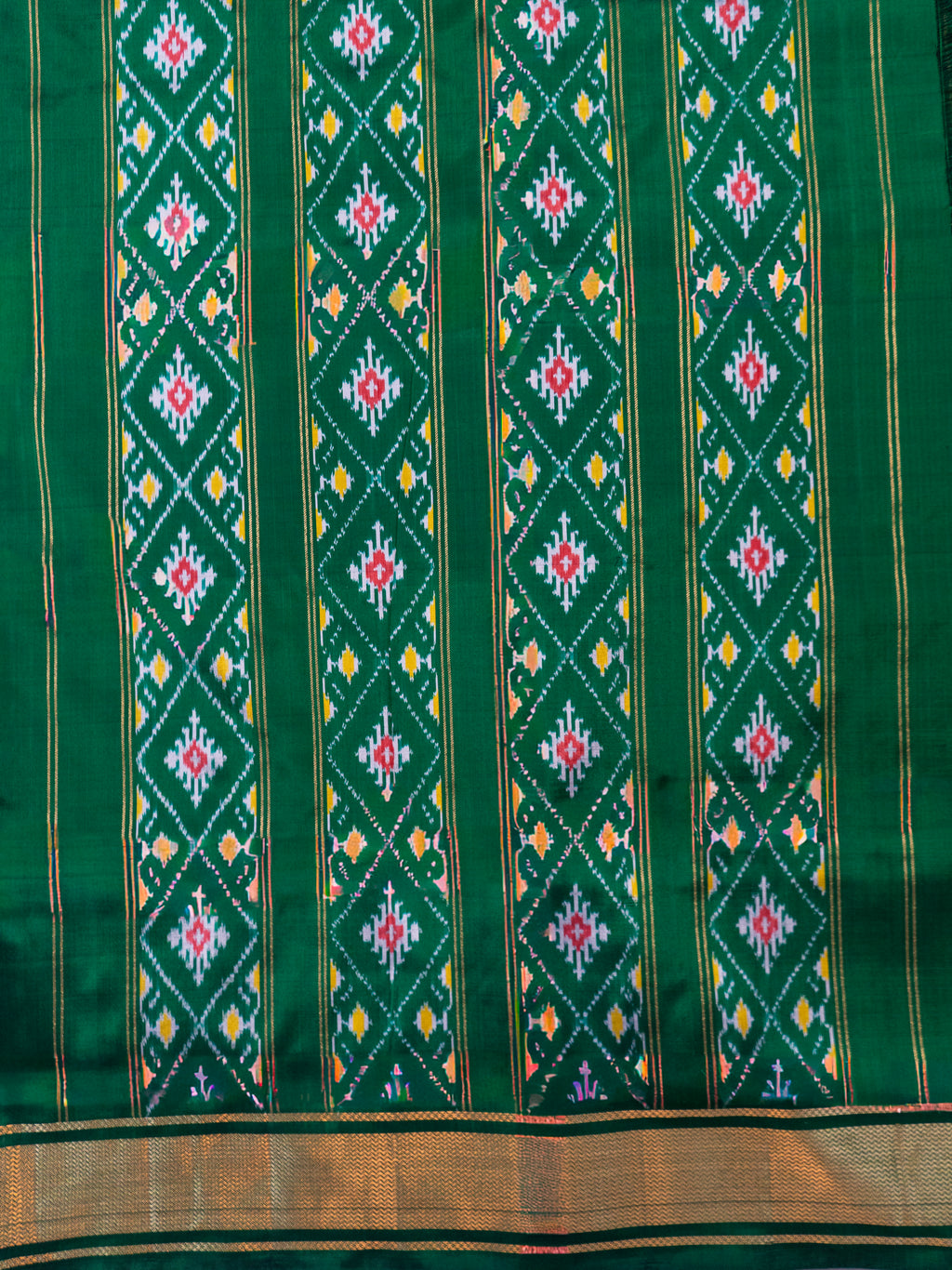 Bottle Green Pochampally Silk Saree