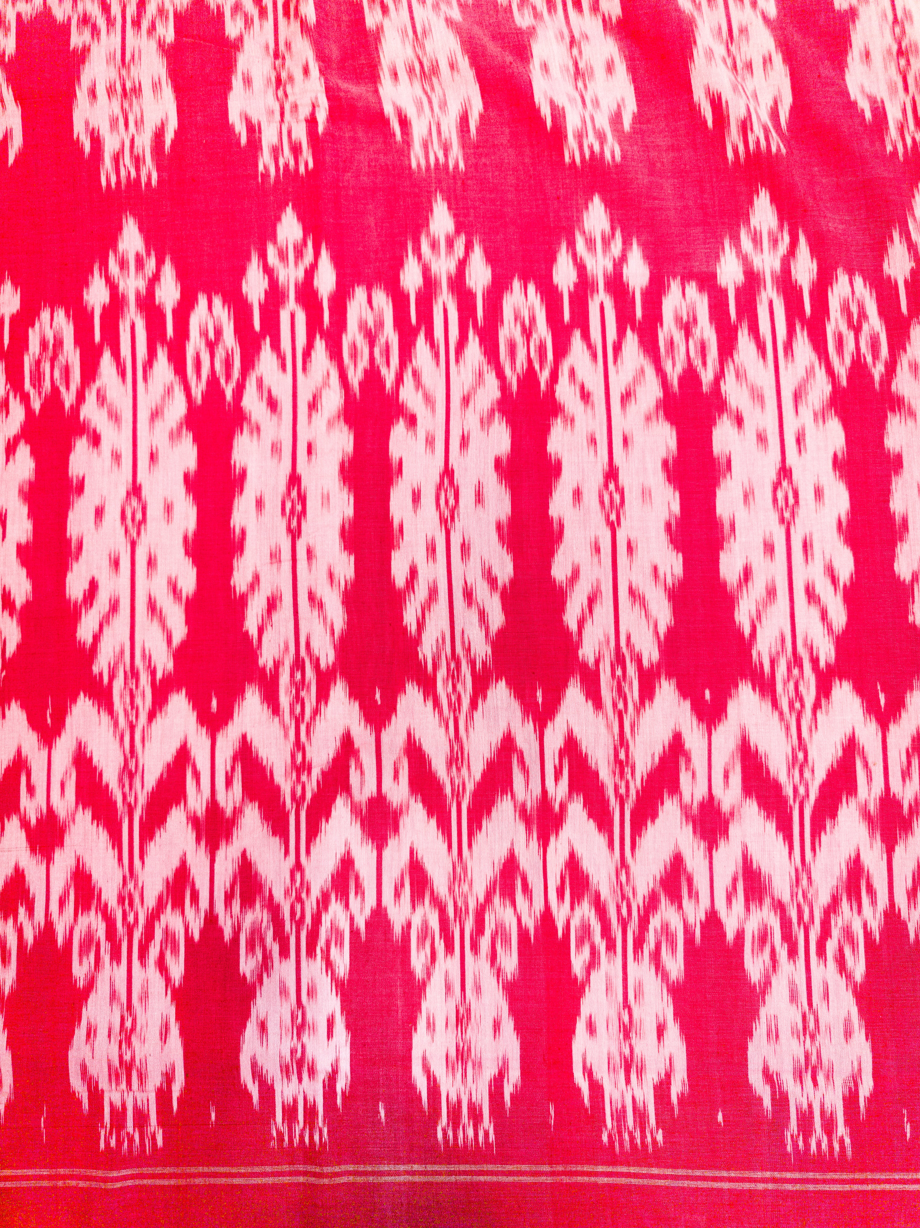 Deep Pink Pochampally Cotton Saree