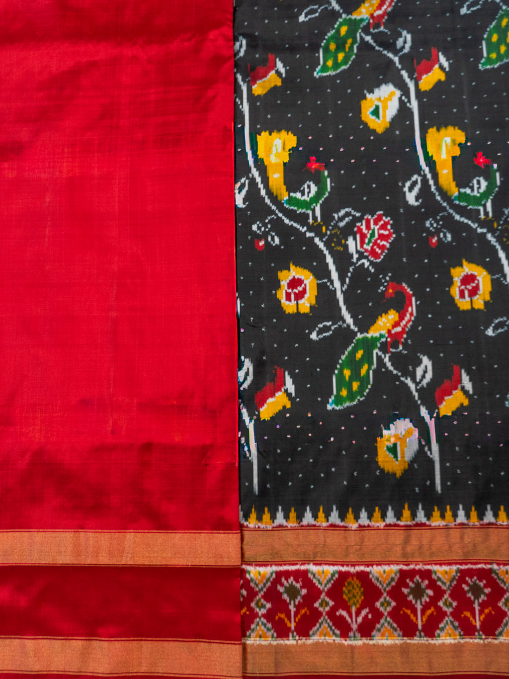Black Pochampally Animal Ikat Saree