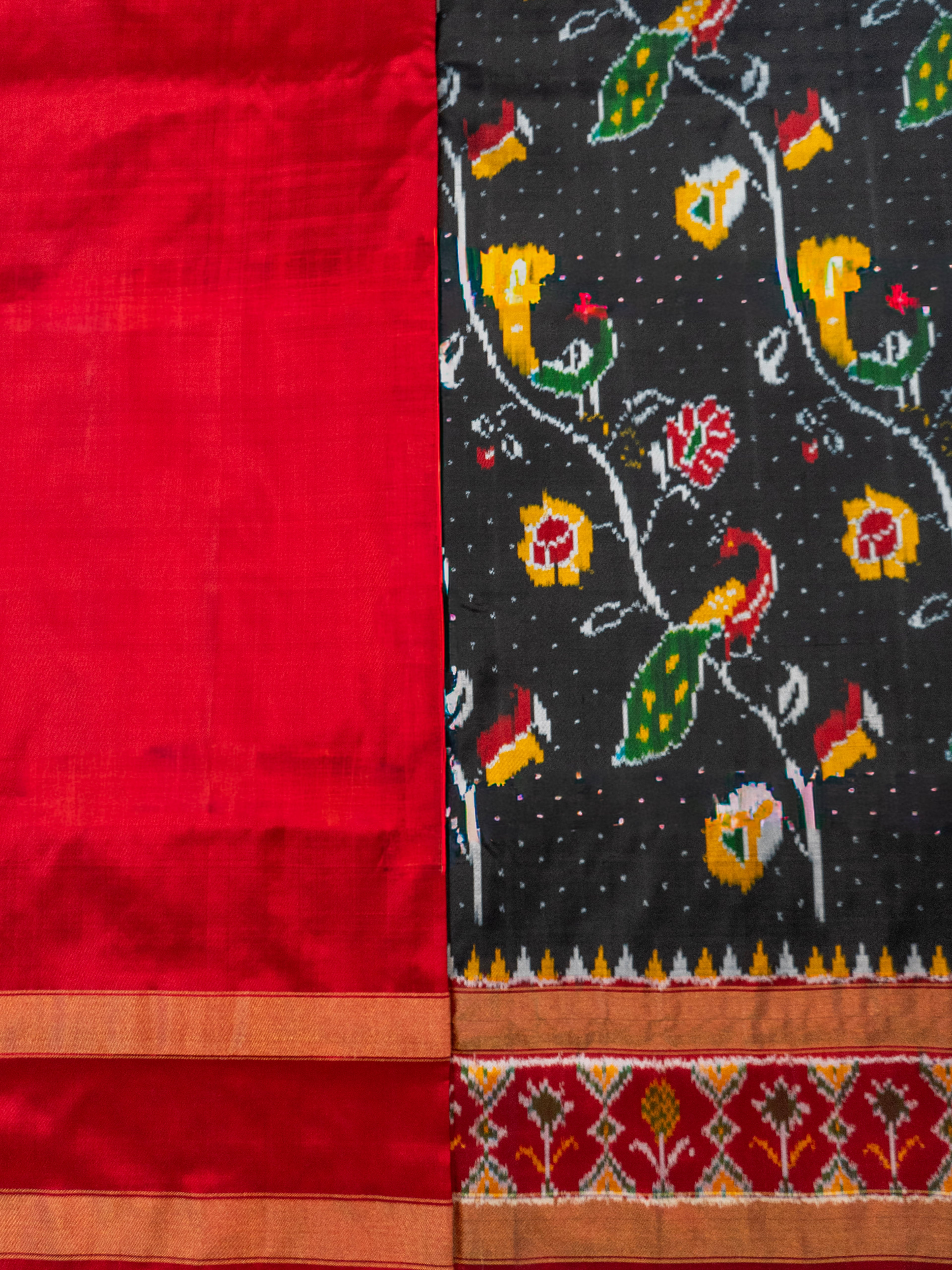 Black Pochampally Animal Ikat Saree