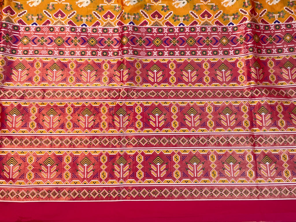 Orange Pochampally Patola Silk Saree
