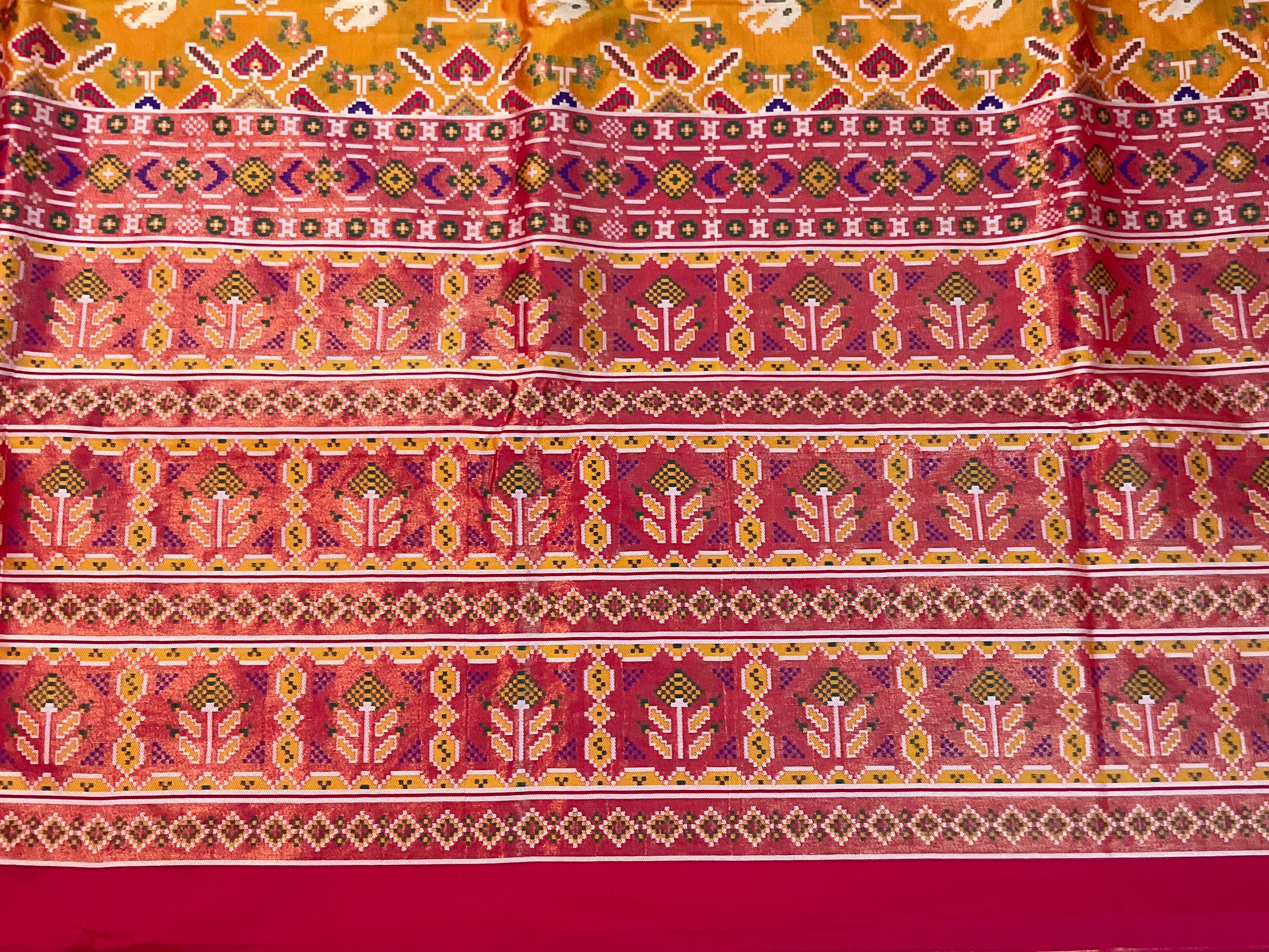 Orange Pochampally Patola Silk Saree