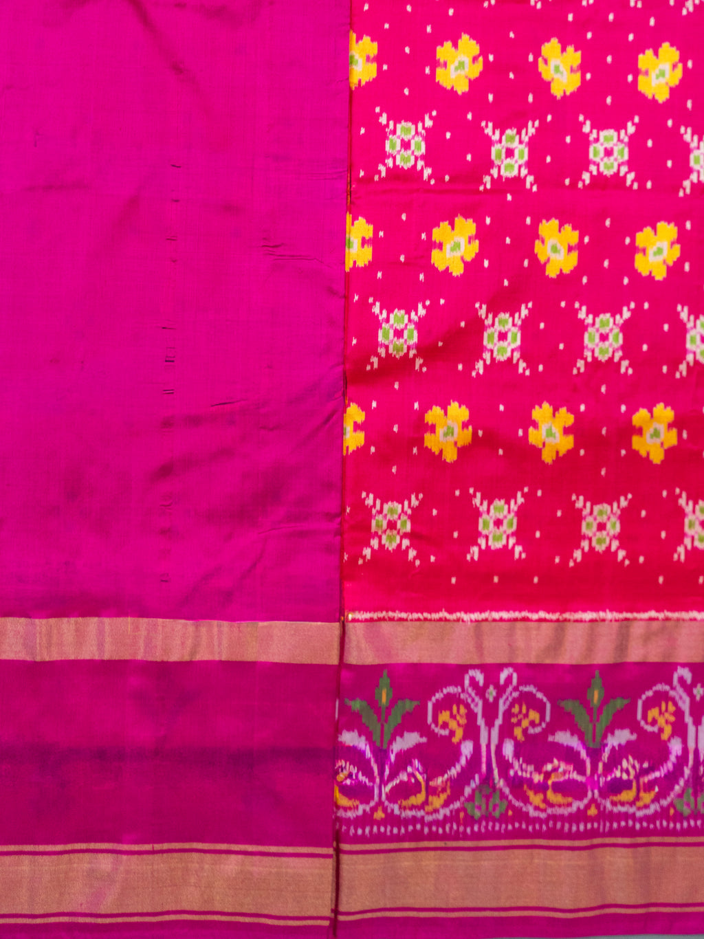 Deep Pink Pochampally Ikat Saree