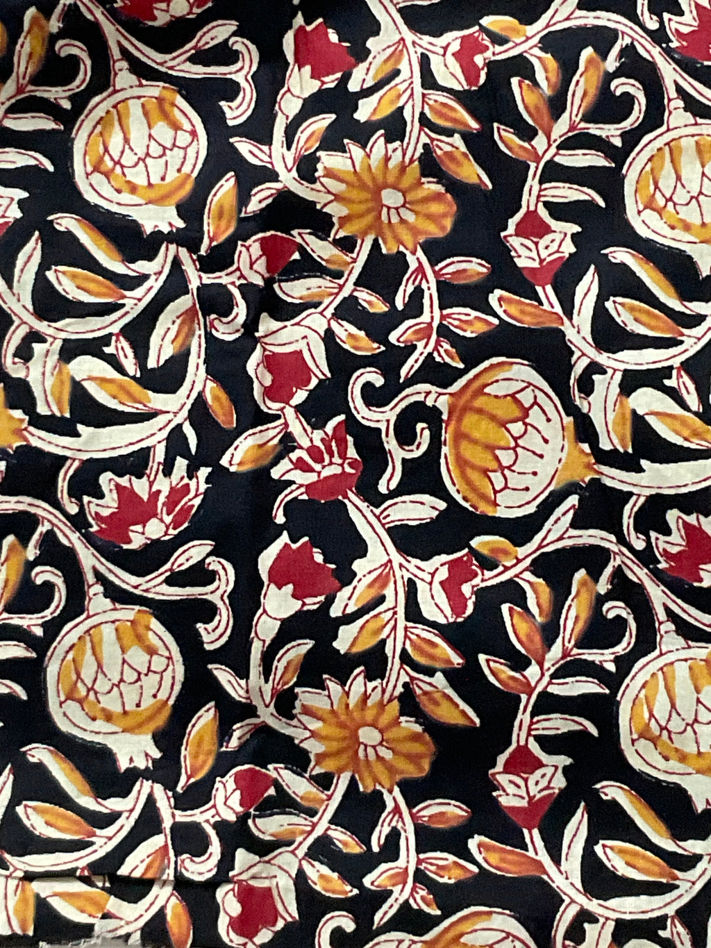 Kalamkari Handwork Cotton Linen Saree in Black with Attached Kalamkari Border, Running Pallu & Designer Blouse