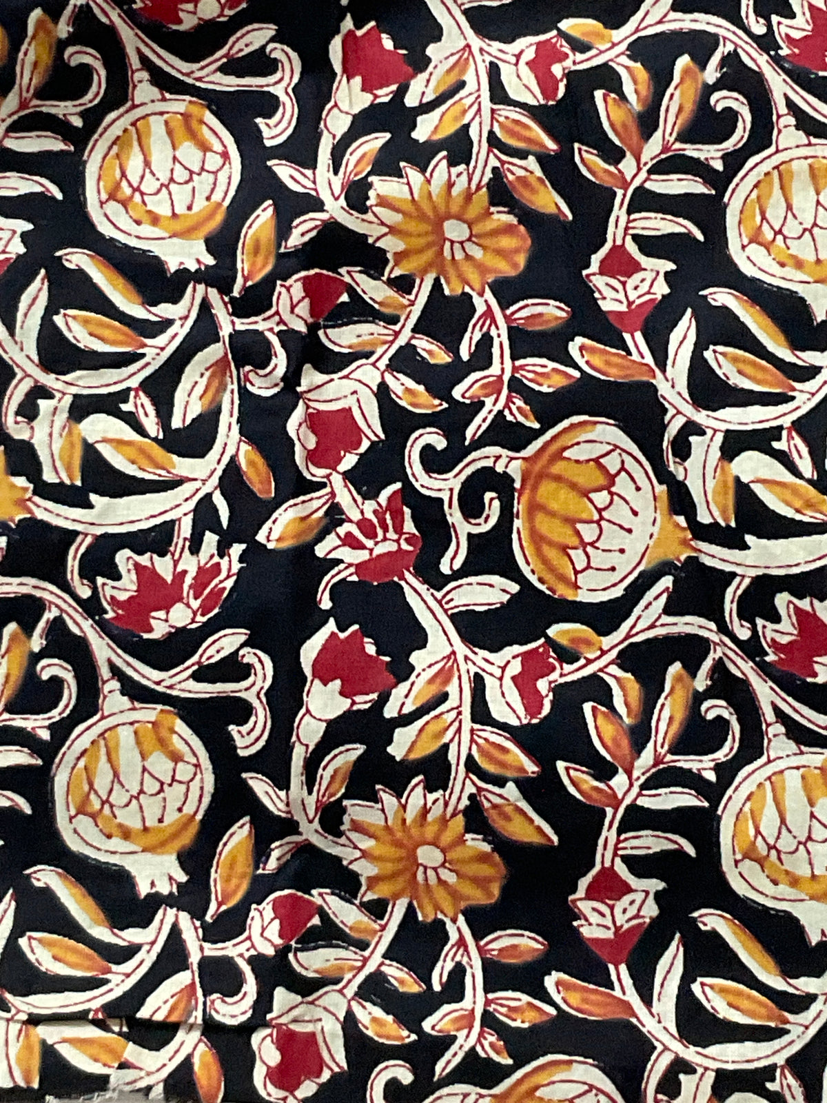 Kalamkari Handwork Cotton Linen Saree in Black with Attached Kalamkari Border, Running Pallu & Designer Blouse