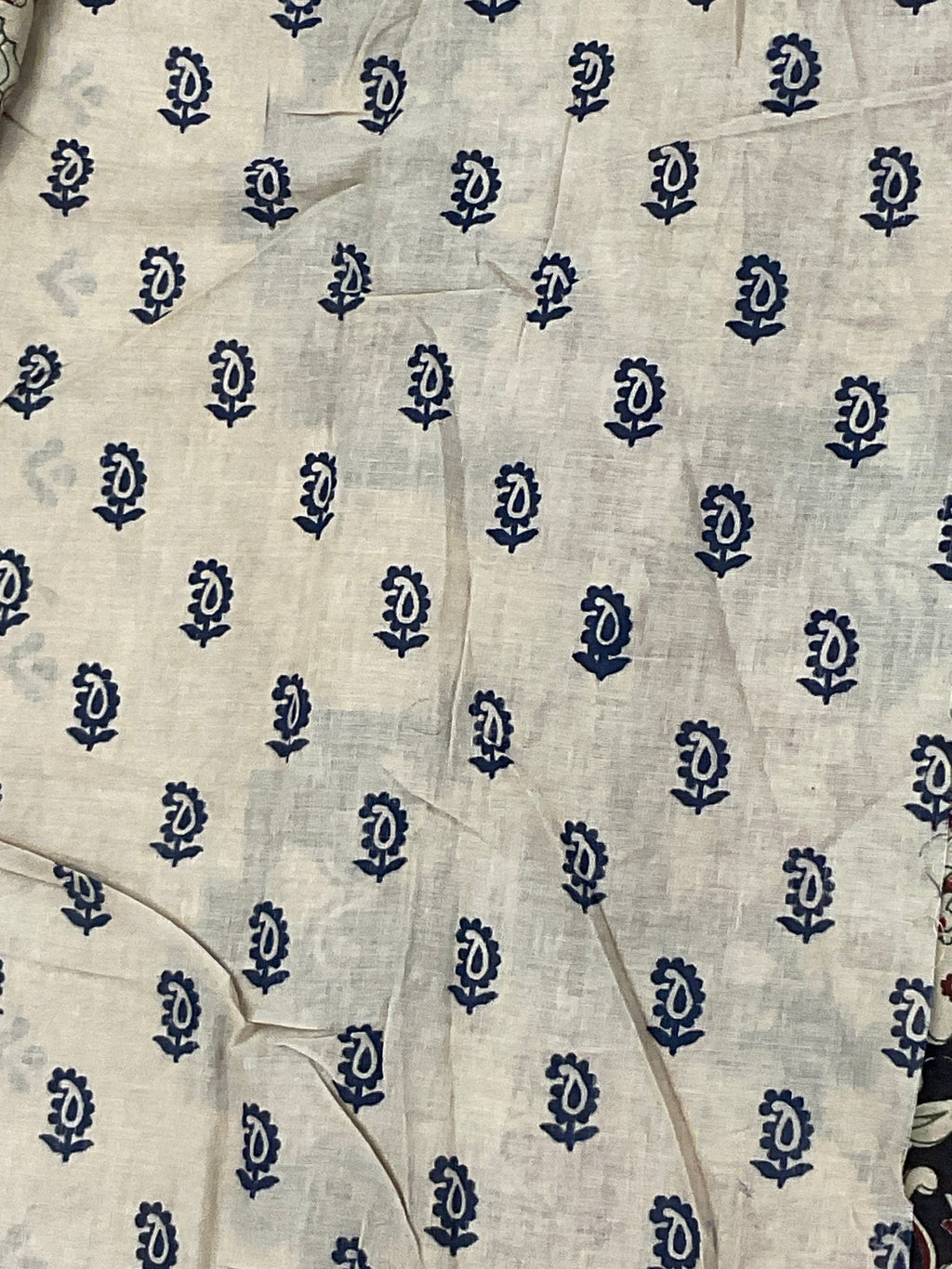 Kalamkari Hand Block Print Mul Cotton Saree – Black | With Blouse Piece