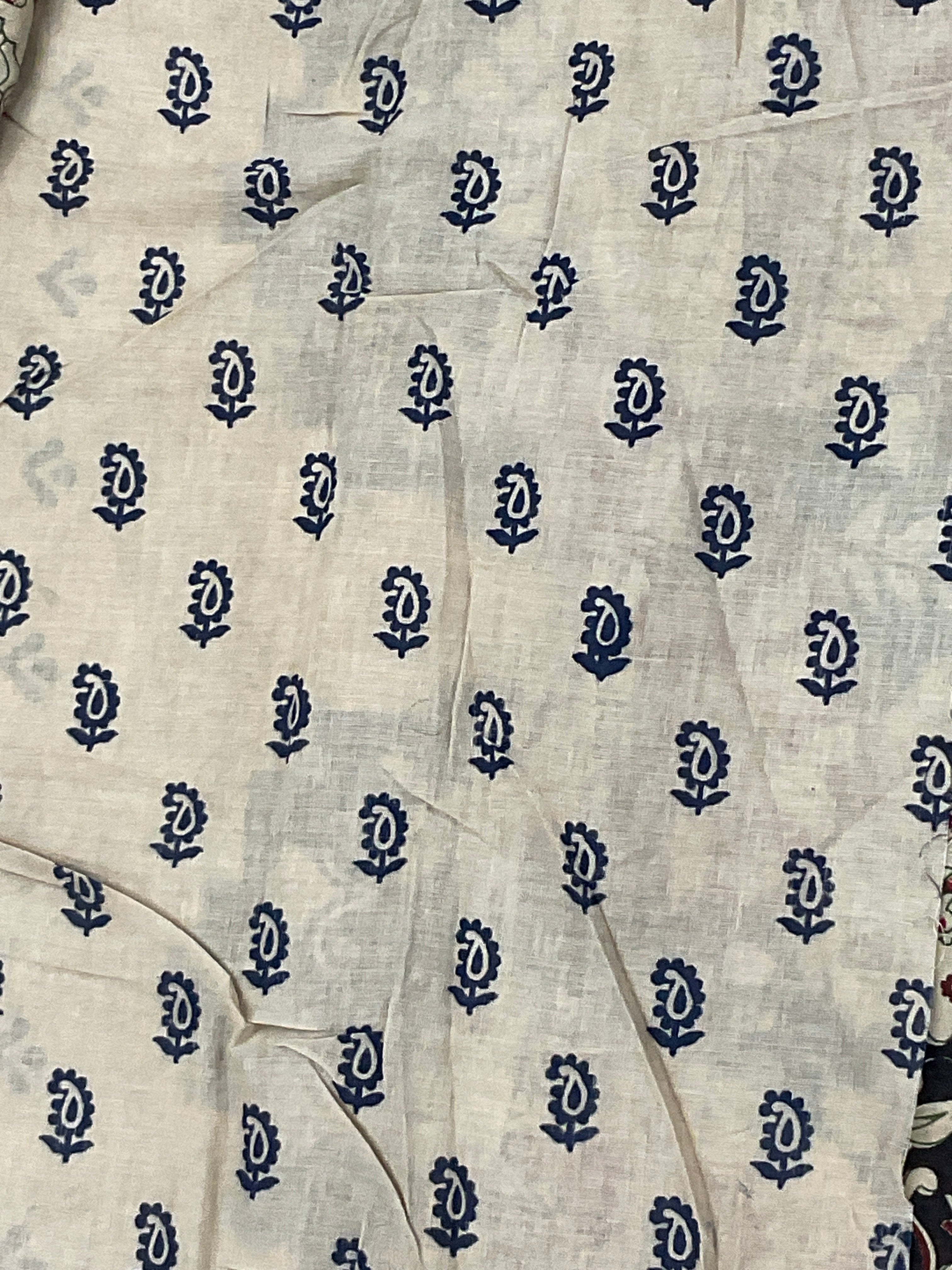 Kalamkari Hand Block Print Mul Cotton Saree – Black | With Blouse Piece
