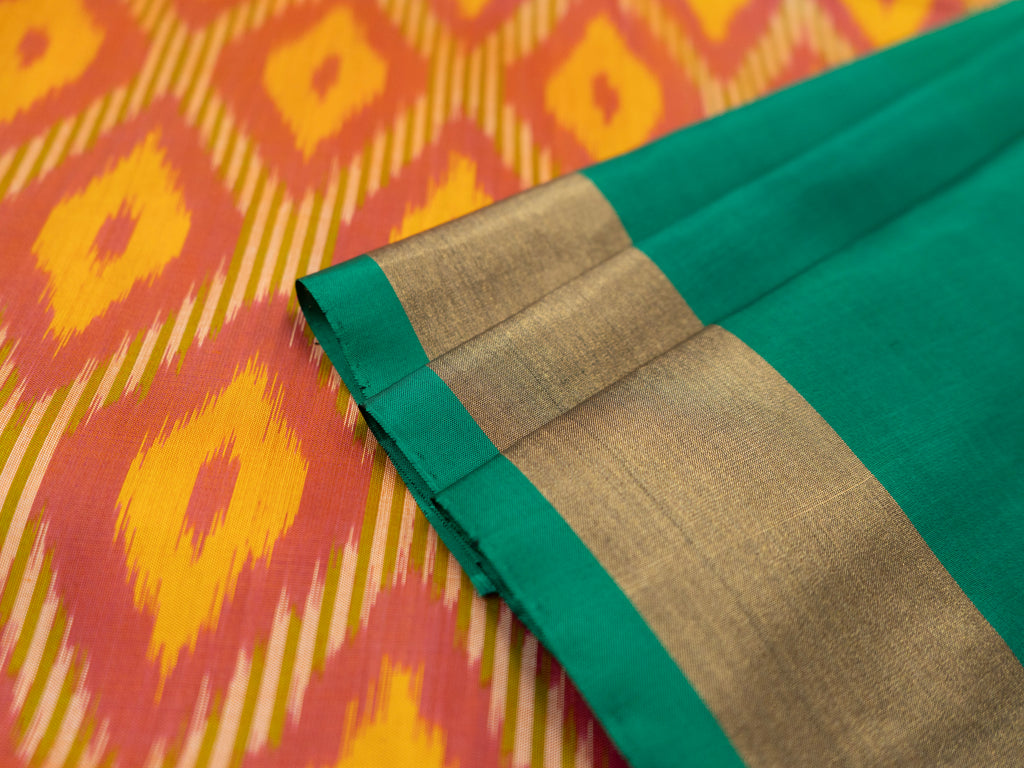 Orange Pochampally Ikat Silk Saree