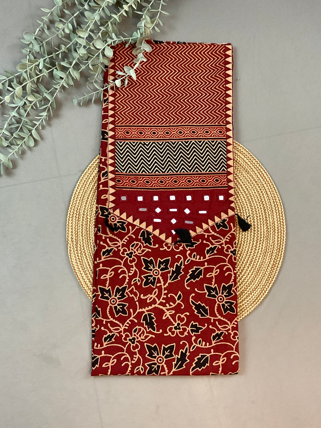 Kalamkari Mirror Work Dress Material