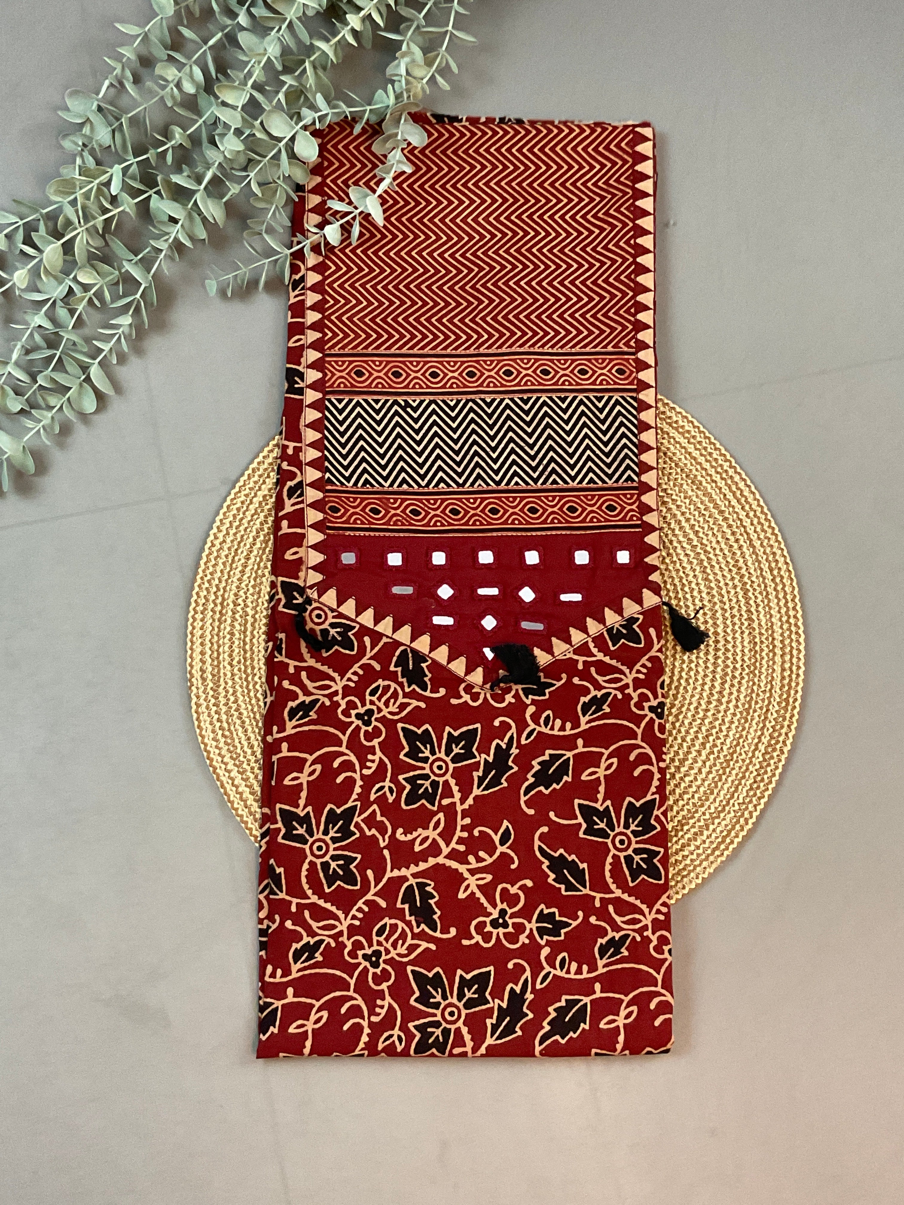 Kalamkari Mirror Work Dress Material