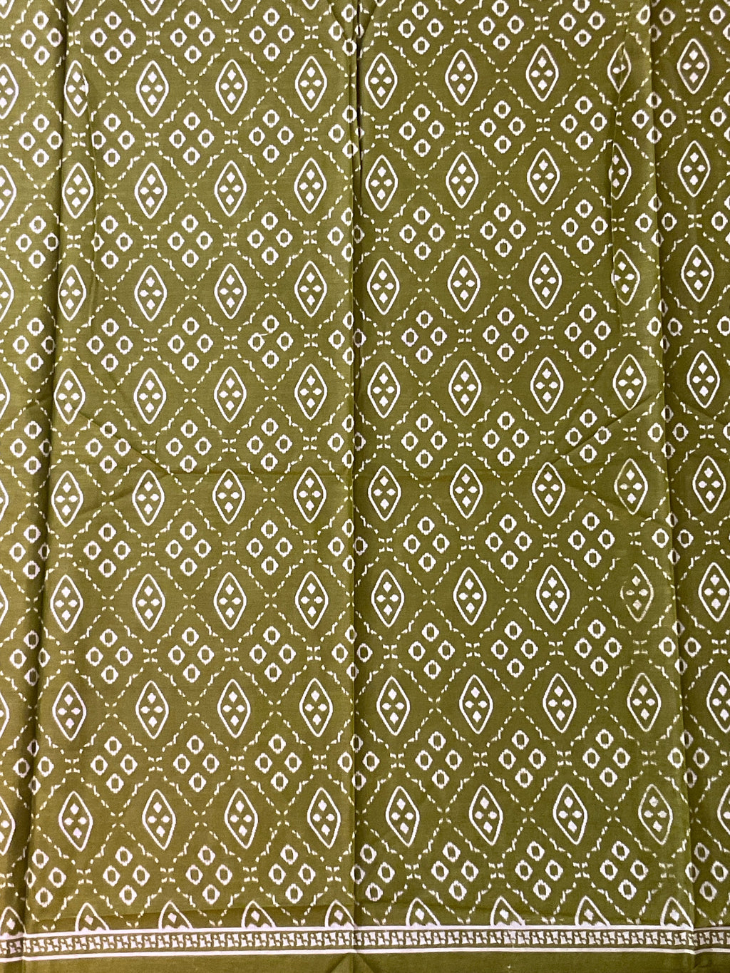 Green Floral Printed Cotton Saree with Blouse