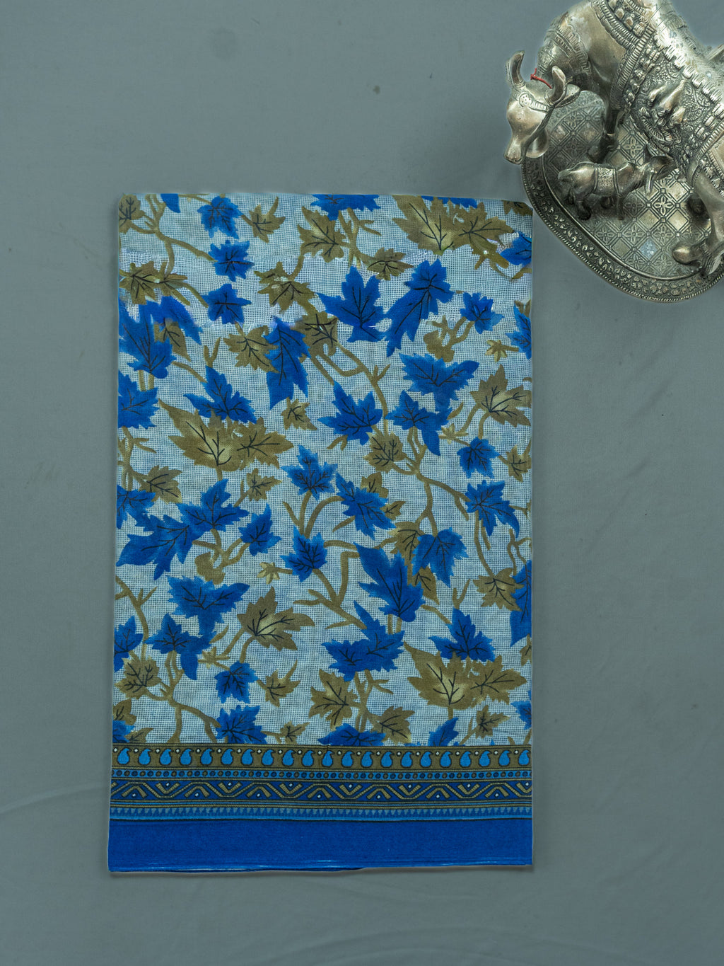 Blue Kalamkari Floral Cotton Saree