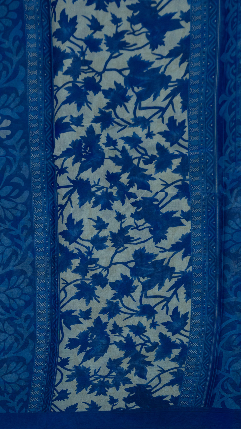 Blue Kalamkari Floral Cotton Saree
