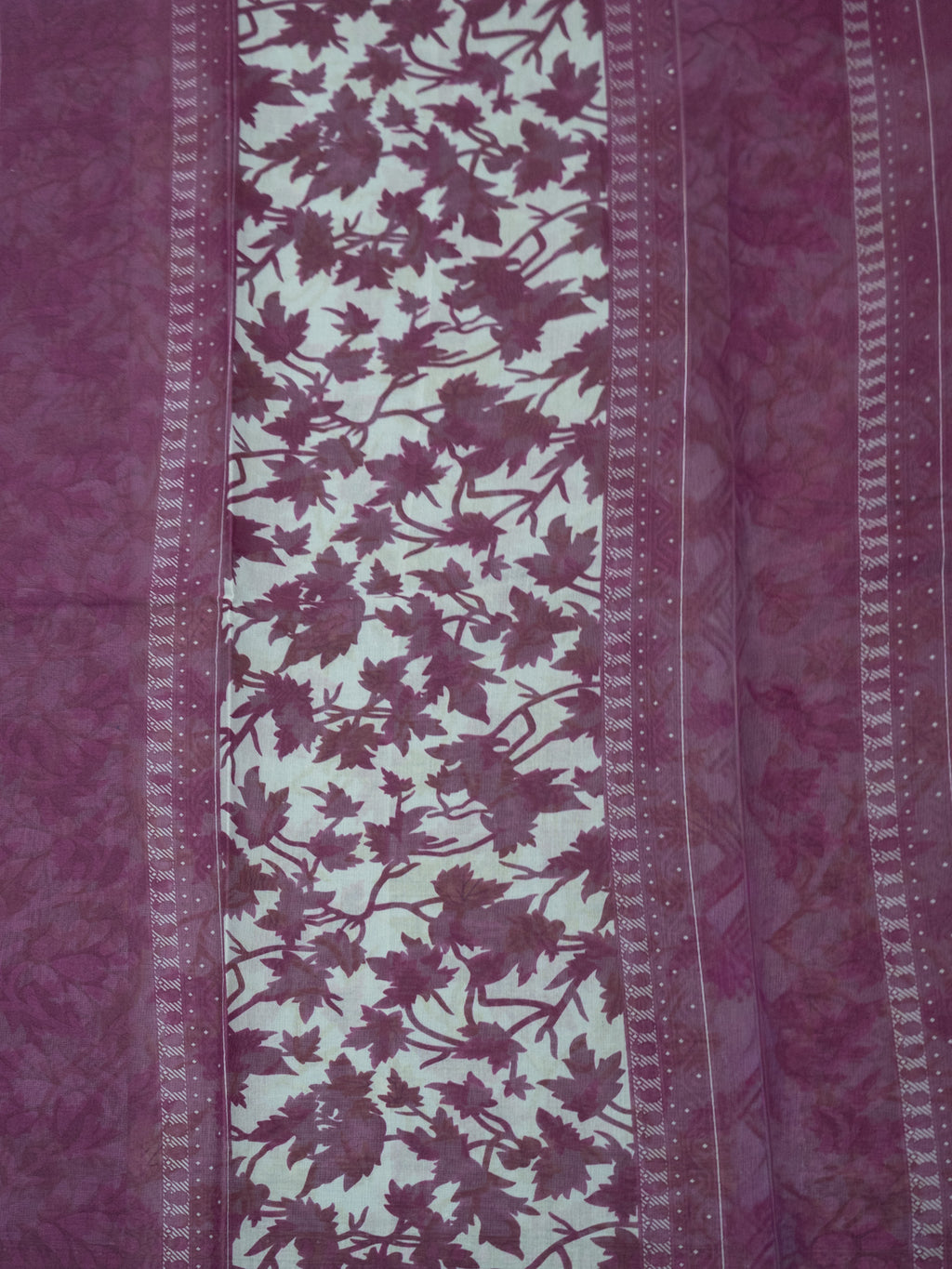 Light Blue & Purple Kalamkari Floral Cotton Saree