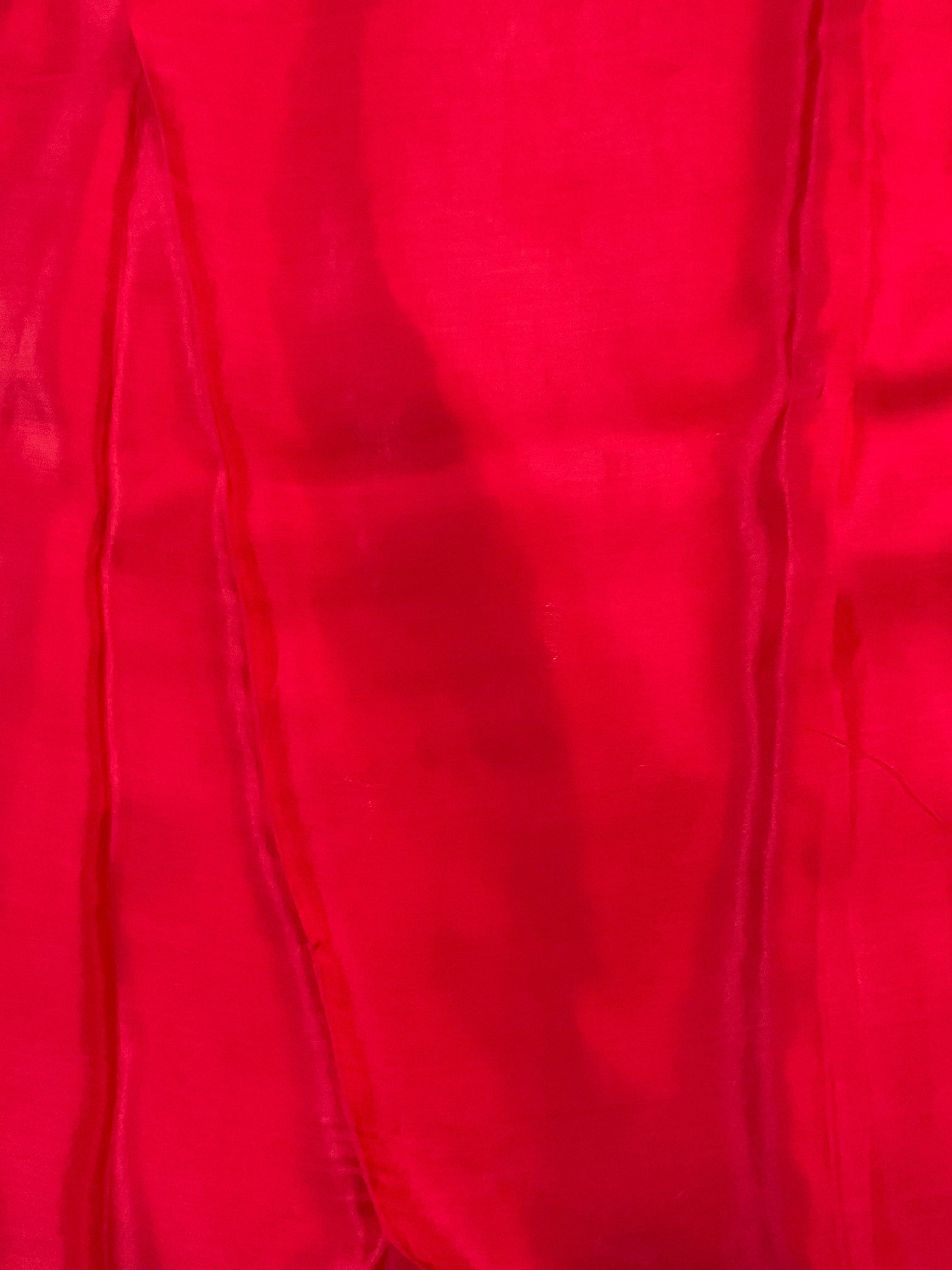 Red Nizami Handloom Soft Silk Saree with Golden Pallu & Plain Blouse