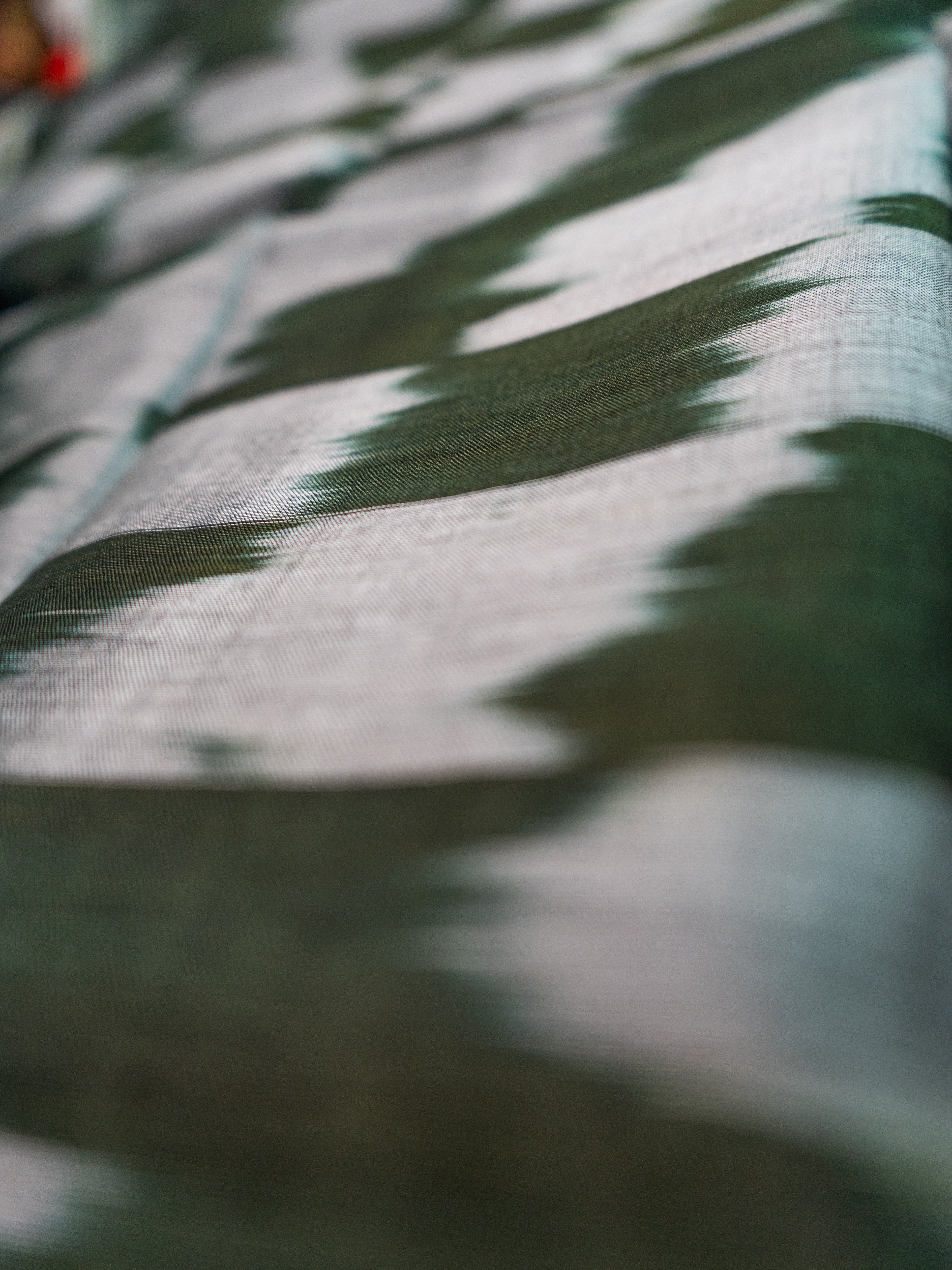 Deep Green Pochampally Ikat Cotton Saree with White Pallu