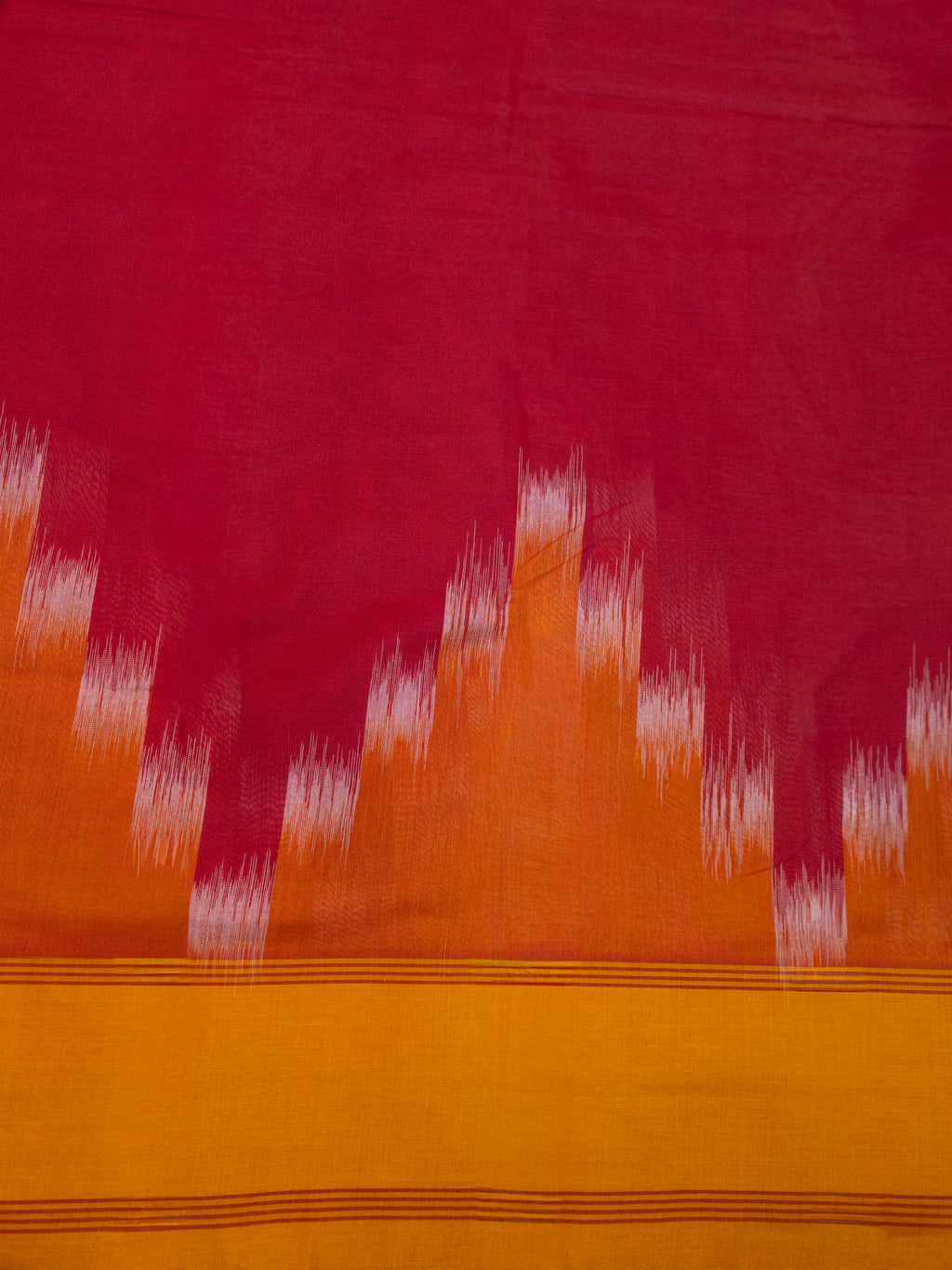 Red Pochampally Ikat Cotton Saree with Mustard Pallu