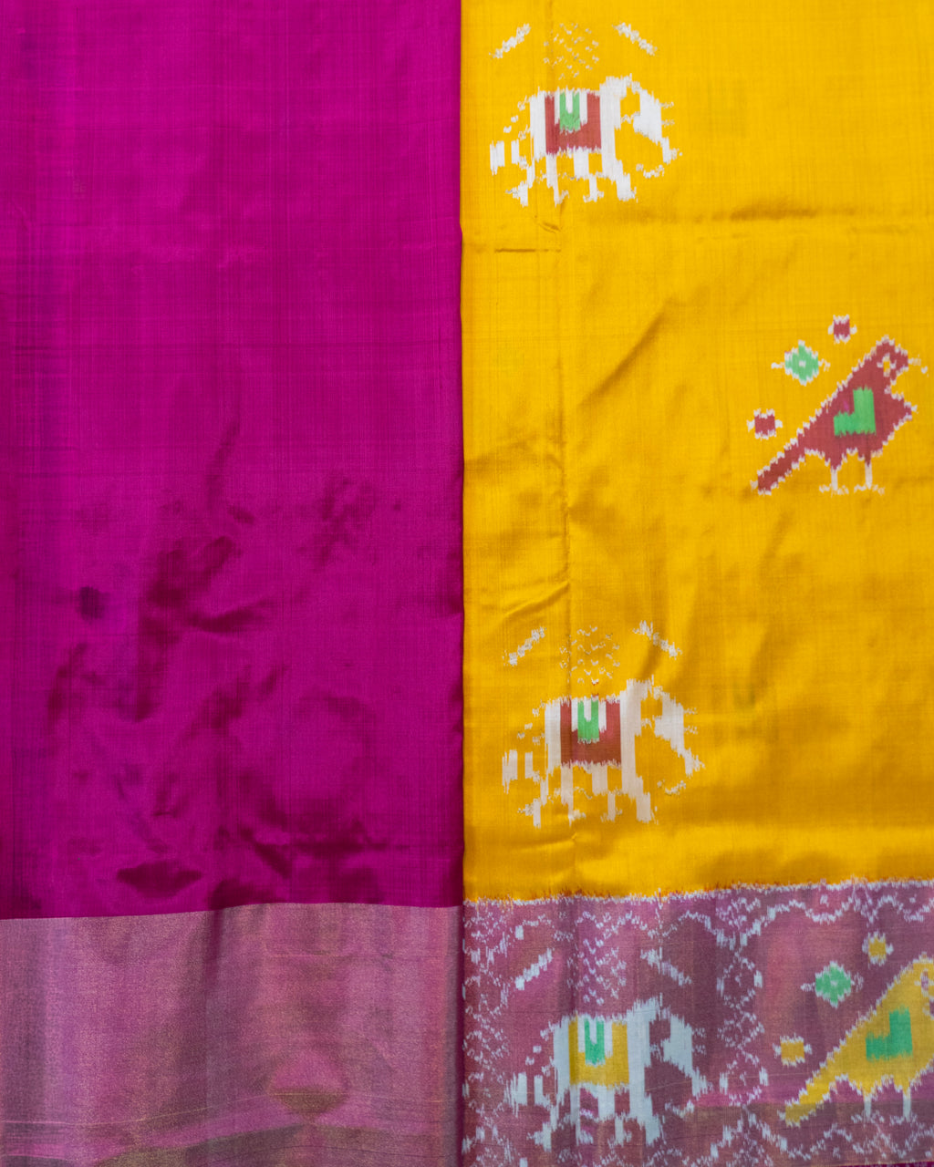 Yellow Pochampally Ikat Silk Saree