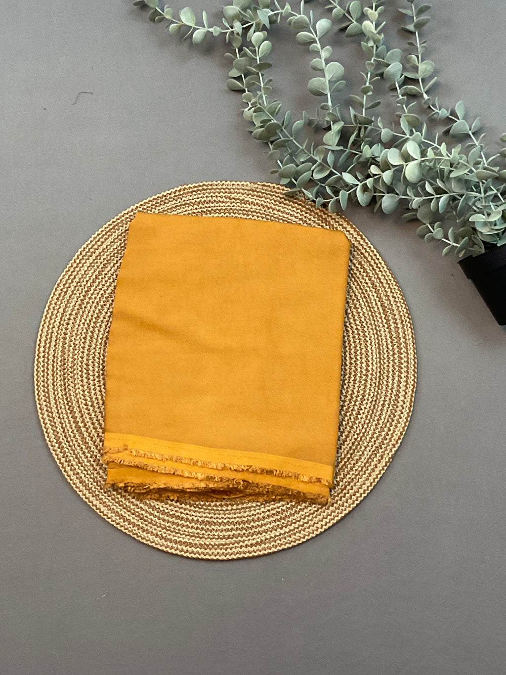 Mustard Handloom Silk Dress Material with Kalamkari Dupatta & Kantha Work – Unstitched 3-Piece Suit