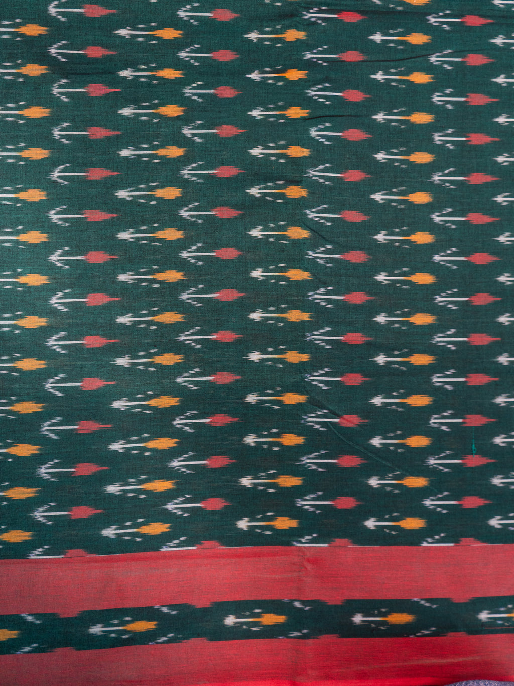 Deep Green Pochampally Ikat Cotton Saree