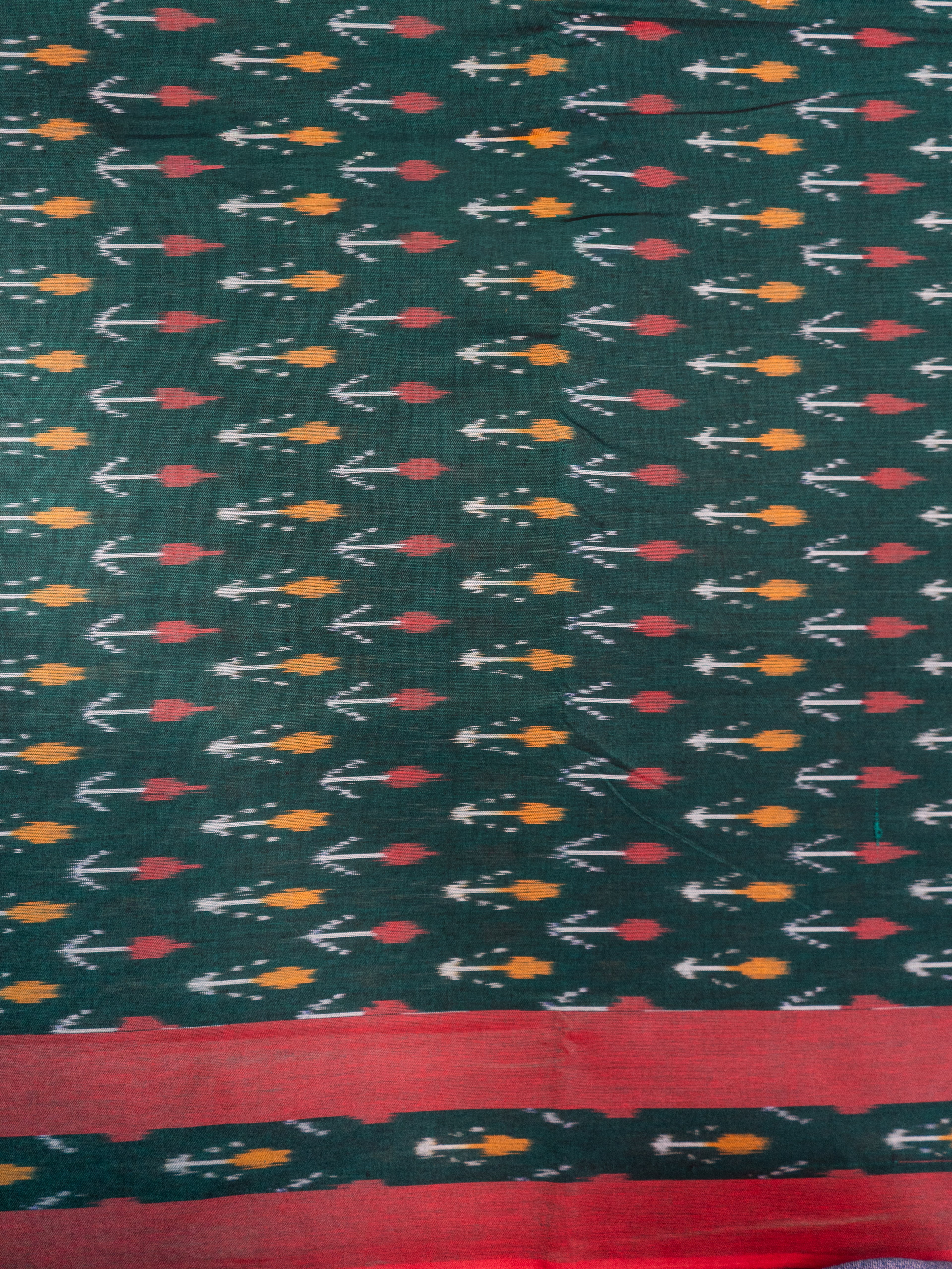Deep Green Pochampally Ikat Cotton Saree