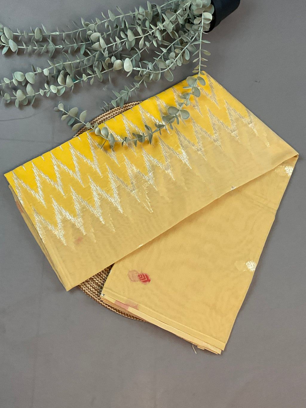 Red & Mustard Pochampally Dress Material