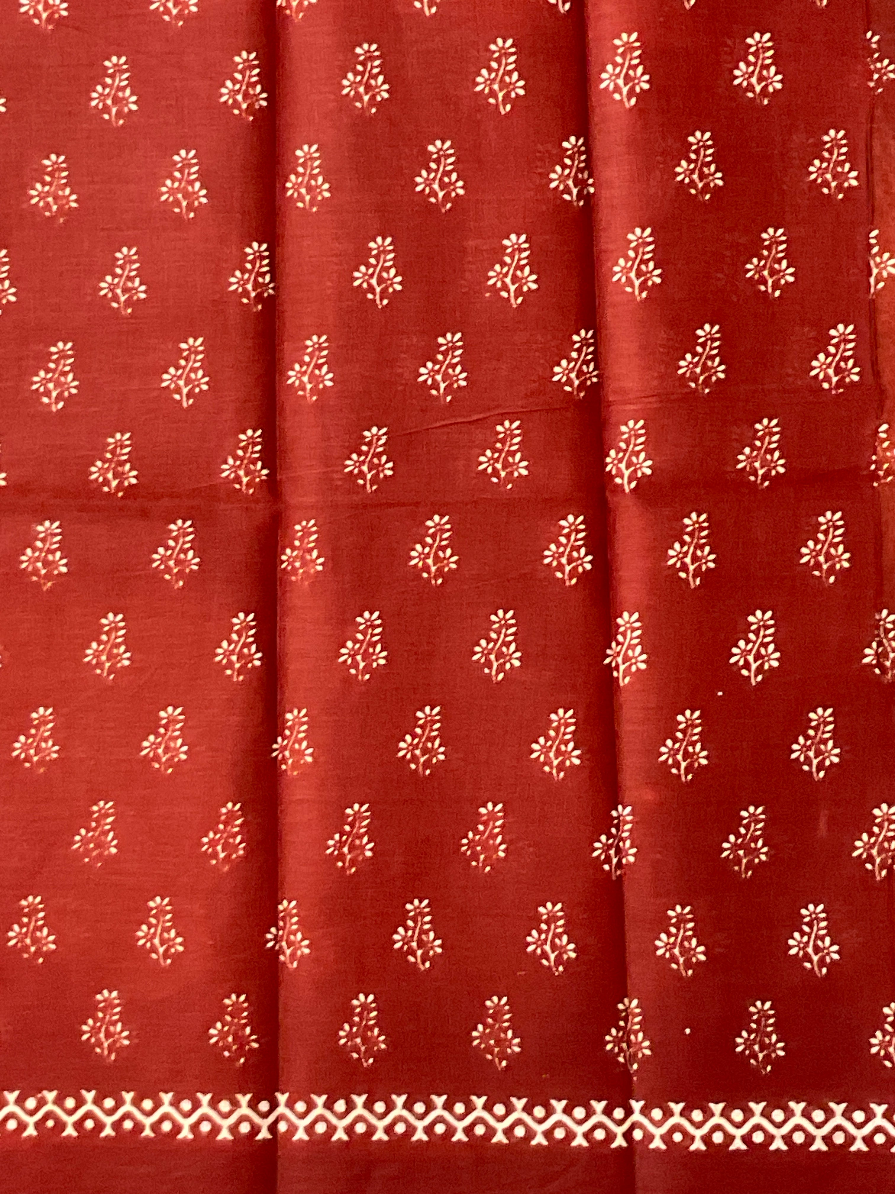 Pink Floral Printed Cotton Saree with Blouse (Design 2)