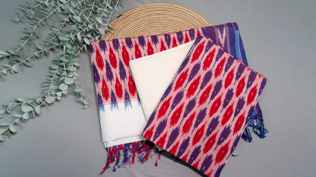 Pure handloom pochampally cotton dress material (Unstitched)