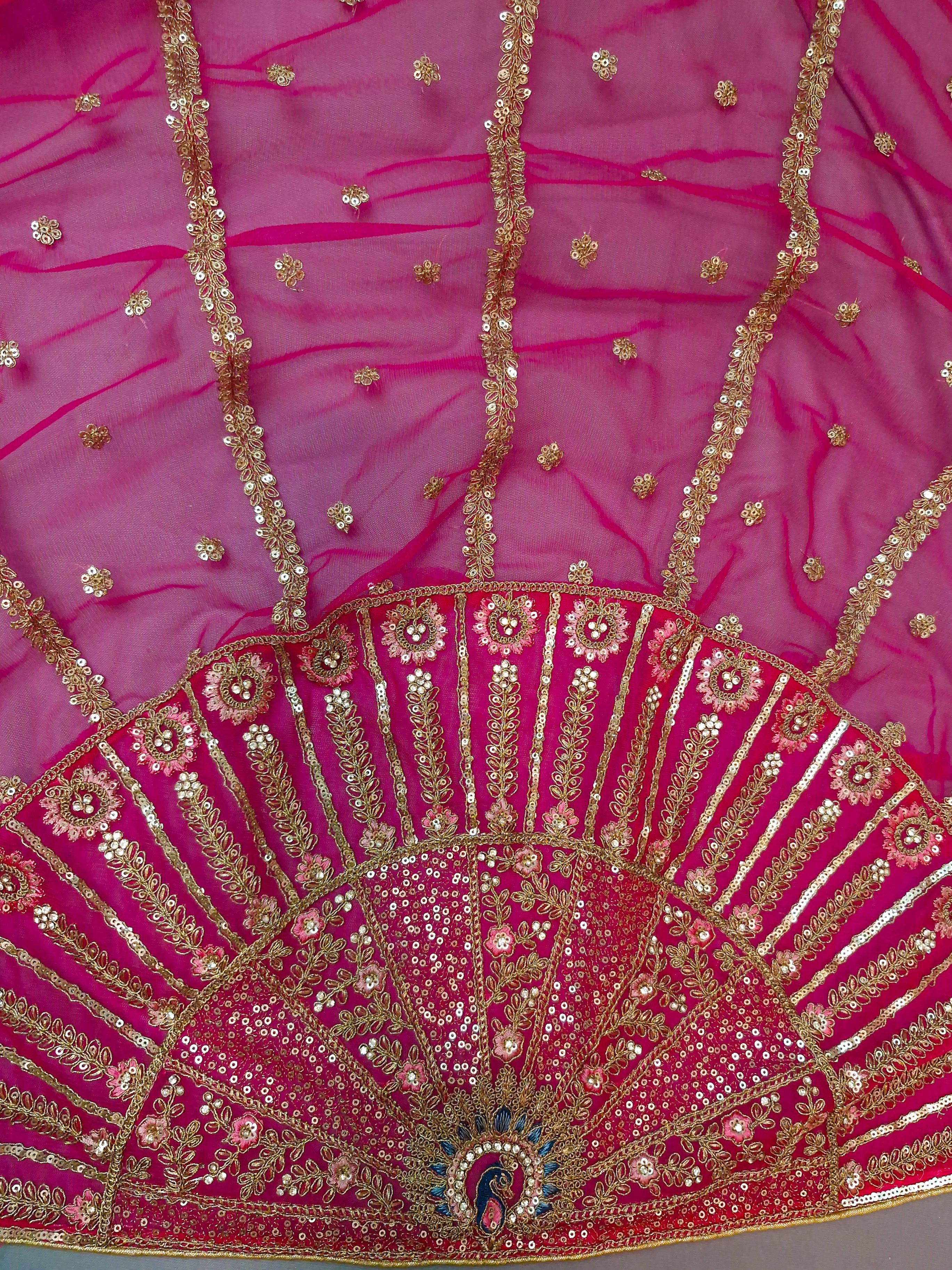 Rani Pink Handloom Silk Bridal Lehenga with Heavy Zardosi & Dabka Work