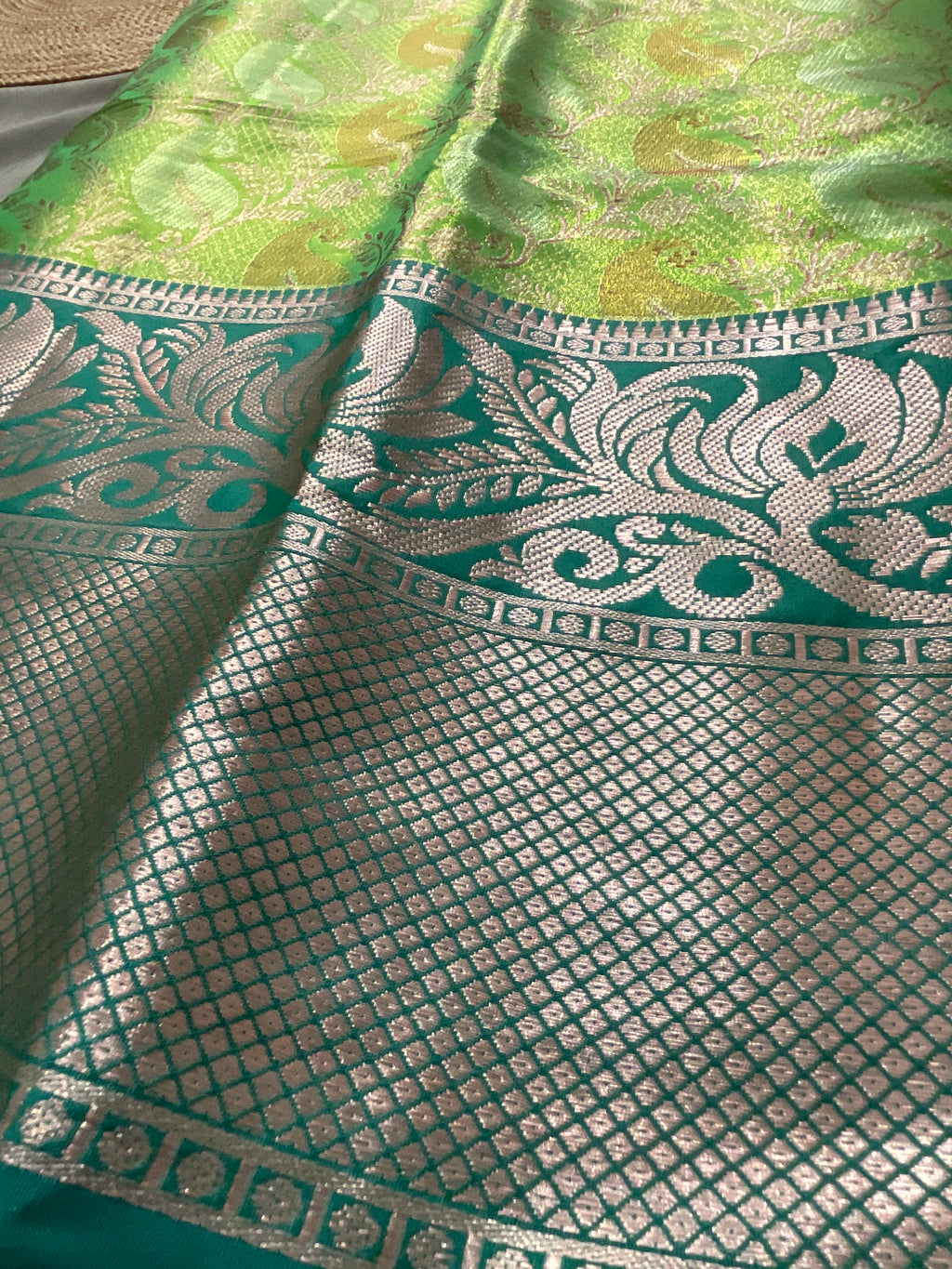 Green Kanchipuram Tissue Silk Saree – Sea Green Heavy Border with Blouse