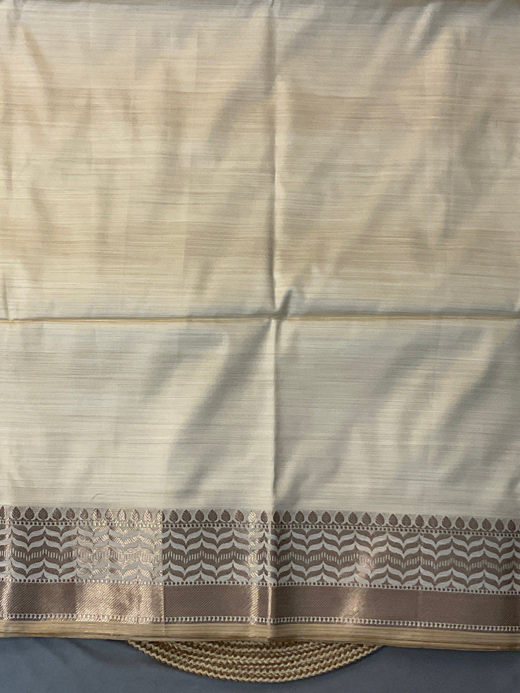 Traditional Kerala White & Gold Designer Zari Cotton Silk Saree with Blouse